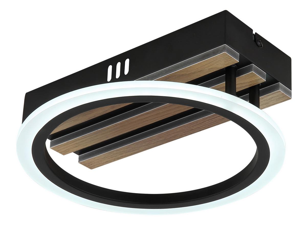 Led Stropna Svjetiljka Blevins - bijela/tamno smeđa, Natur, drvni materijal/metal (25/25/8,5cm) - Globo