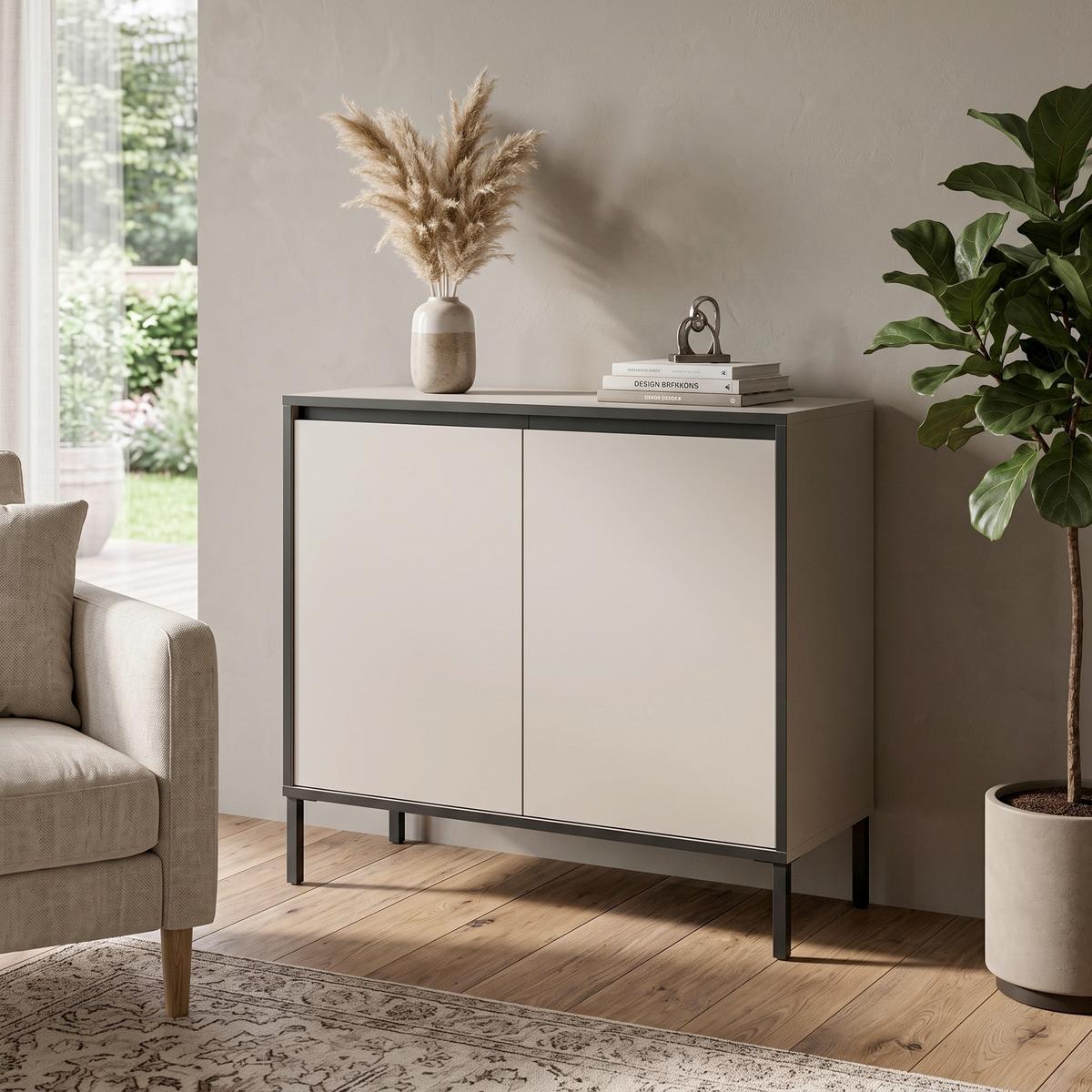 Komód Tron - kasmírszínű, Design, faalapú anyag (92/83/38cm) - Livetastic