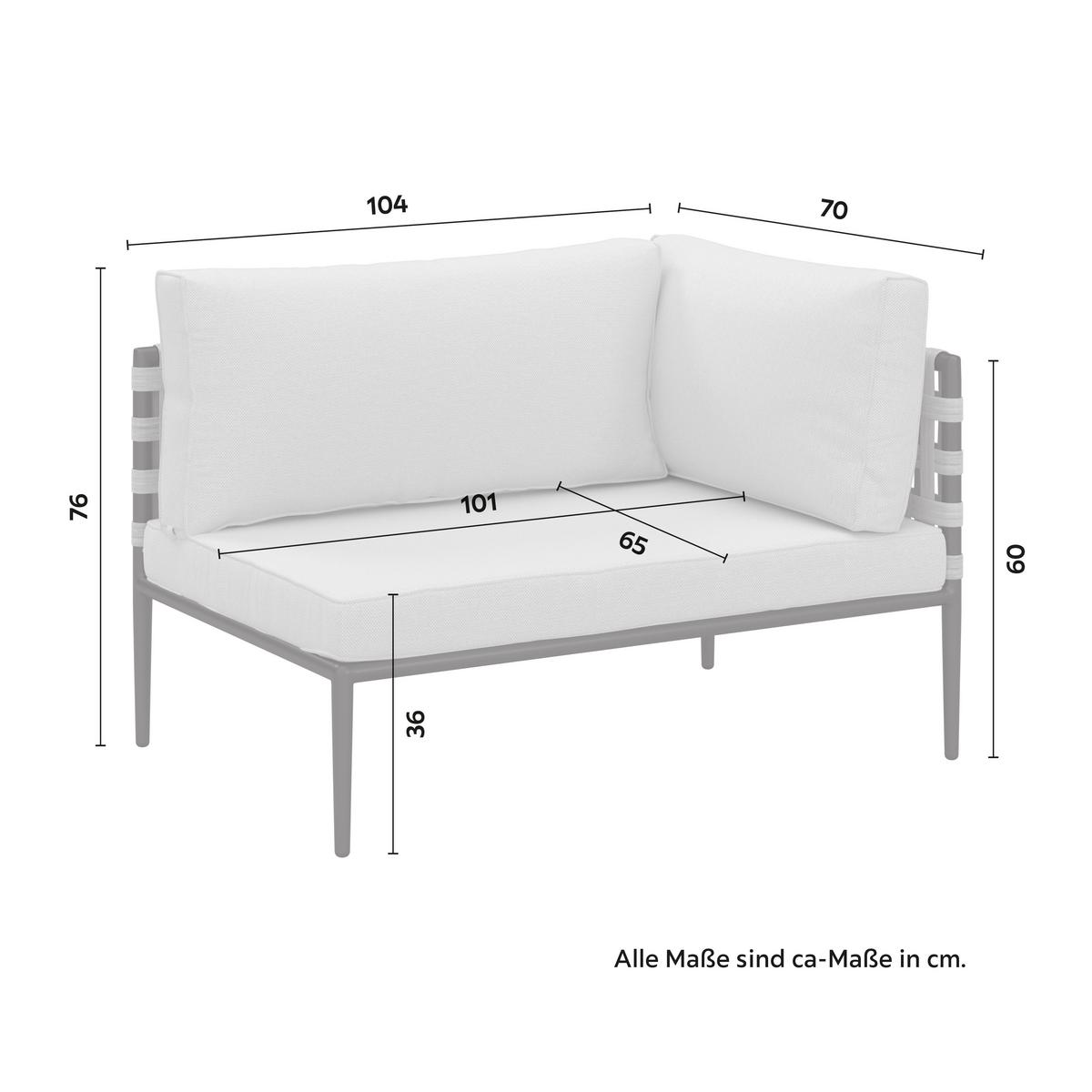 Loungegarnitur Enja Hellgrau Metall/Outdoorstoff +Abdeckung - Hellgrau/Schwarz, MODERN, Kunststoff/Textil (104/60/70cm) - Bessagi Garden