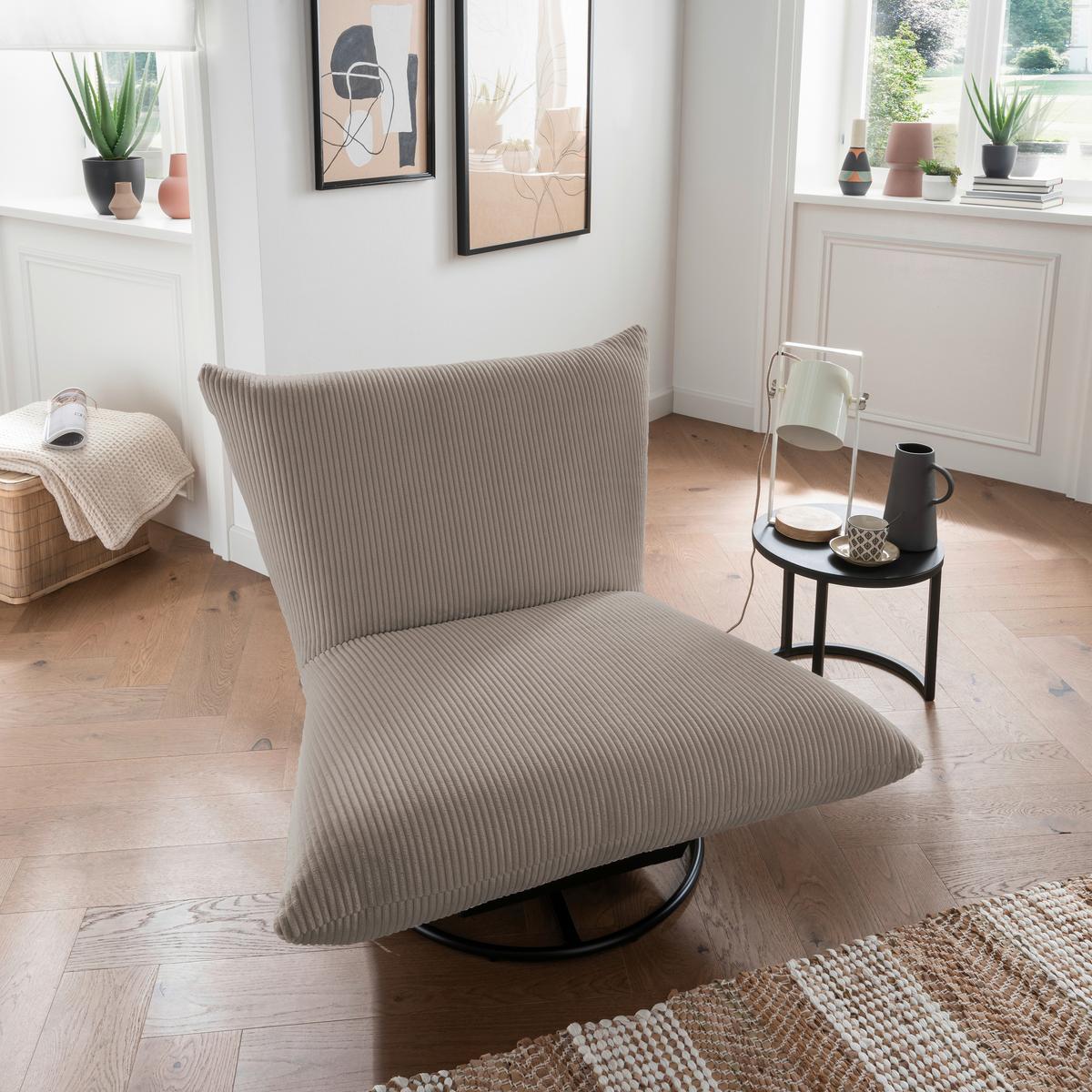 Relaxsessel Cremona Graubraun - Graubraun/Schwarz, Design, Textil/Metall (100/78/96cm) - Livetastic