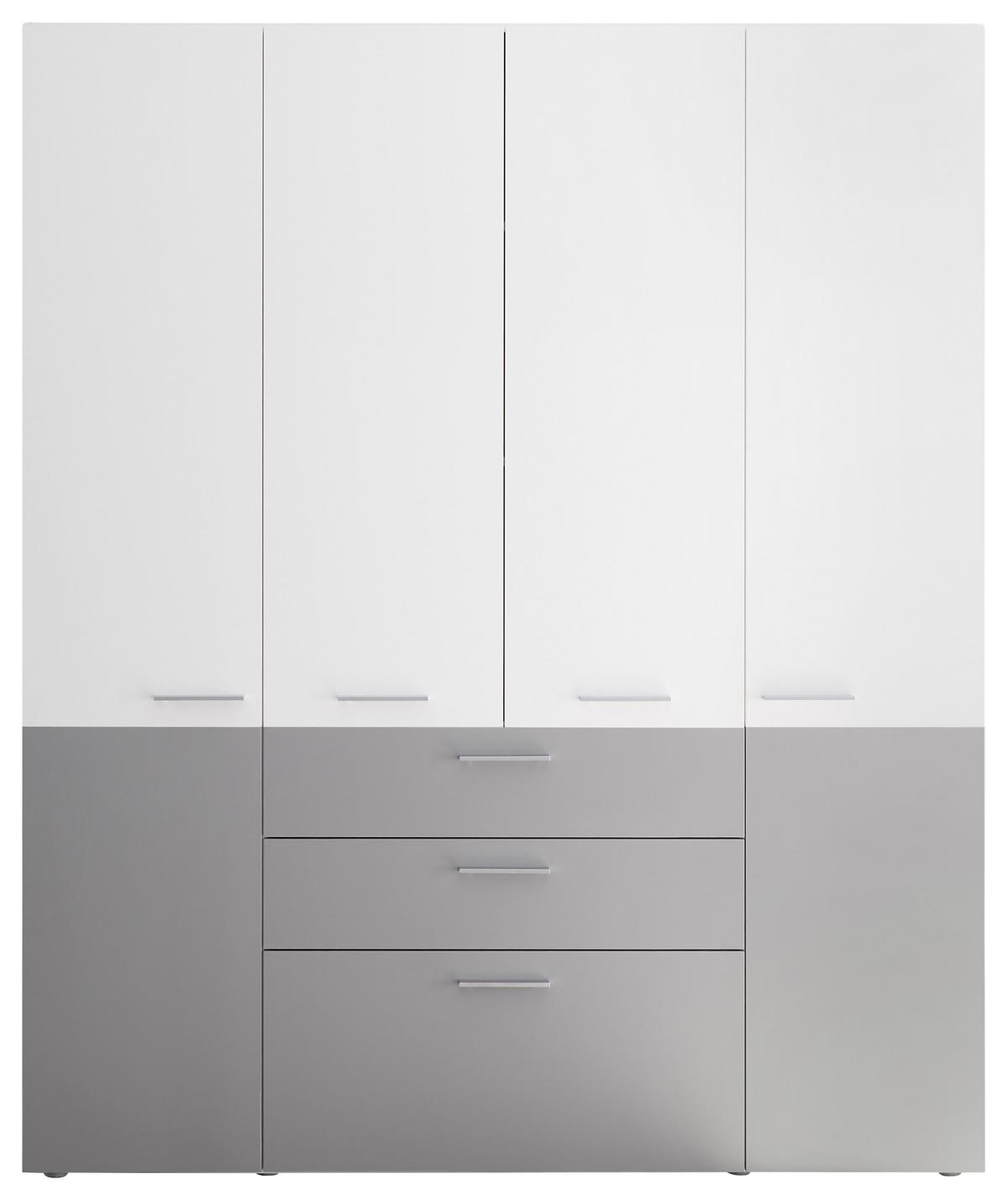 Kombischrank in Grau/Weiß - Weiss/Silberfarben, Konventionell, Holzwerkstoff/Metall (163/196,4/57,6cm) - Mömax