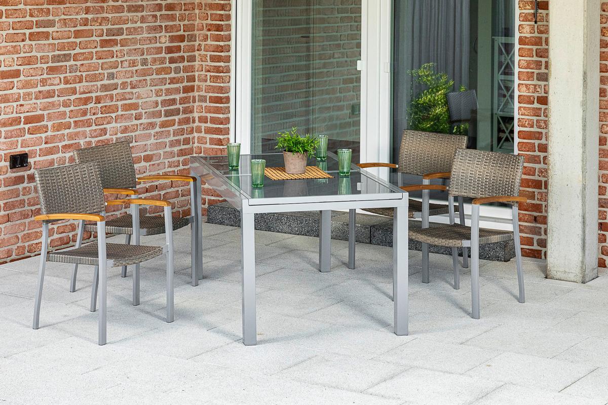 GARTENSET SILANO - Silberfarben/Grau, MODERN, Holz/Kunststoff - Gardenson