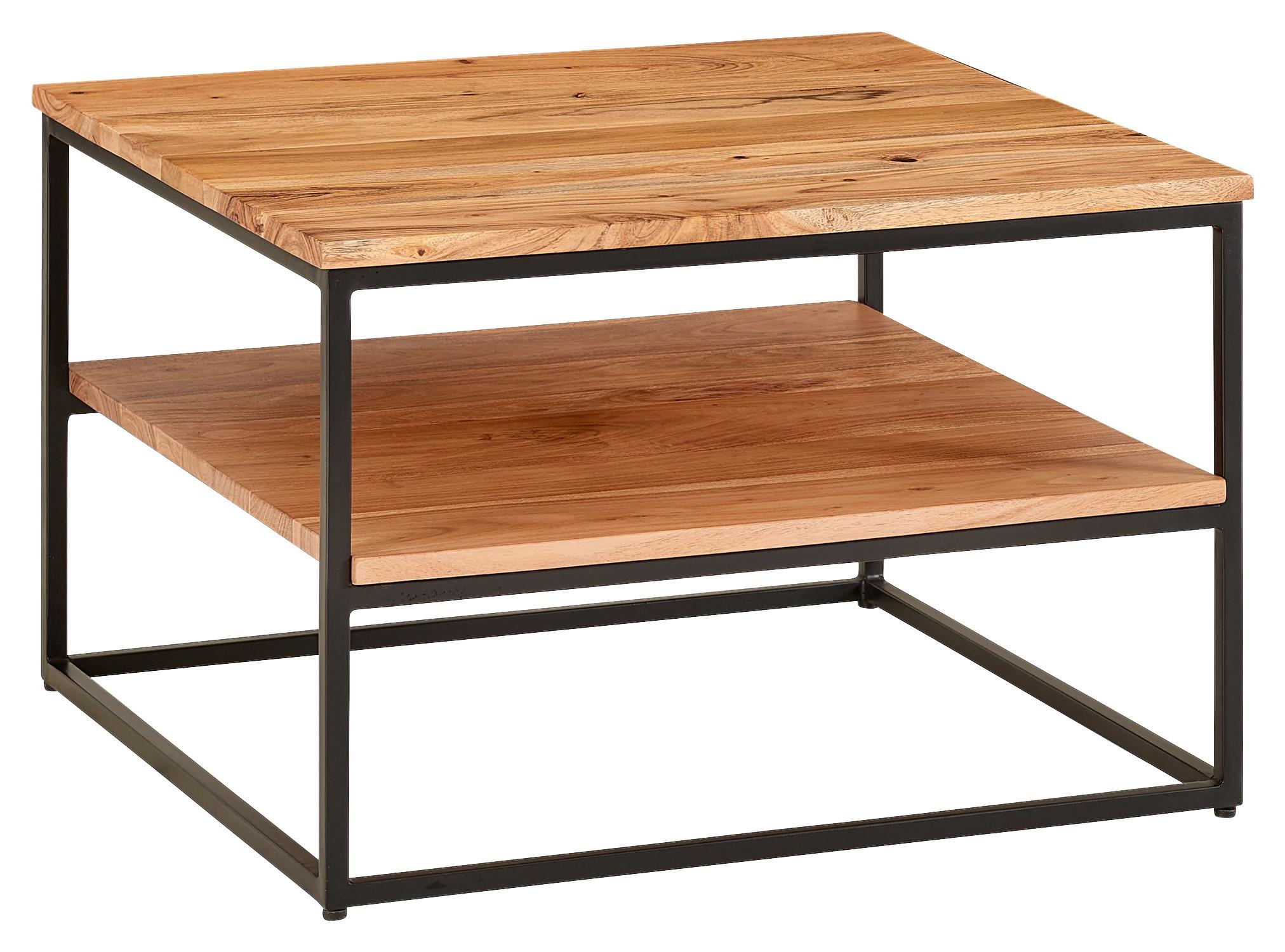 COUCHTISCH WL6.363 - Schwarz/Akaziefarben, MODERN, Holz/Metall (60/60/41cm) - MID.YOU