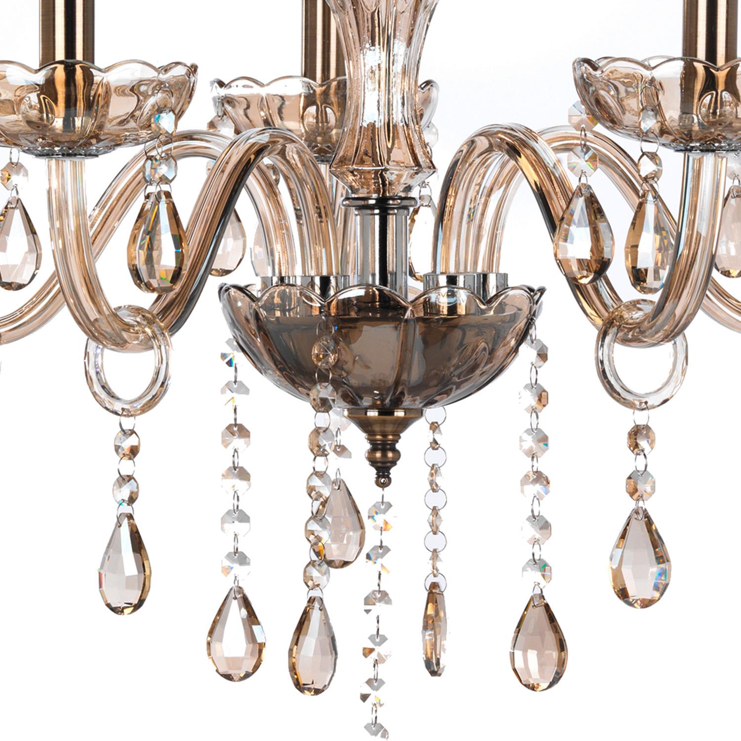 Kristall-Hängeleuchte Linda Bernsteinfarben max. 6 Watt - Bernsteinfarben, KONVENTIONELL, Glas/Metall (67/100cm)