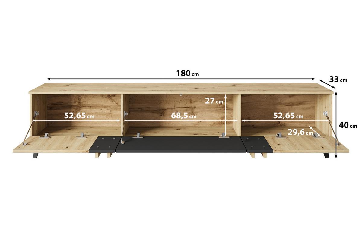 Nizka Omarica Helsinki, Bež - črna/bež, Trend, umetna masa/leseni material (180/40/33cm)
