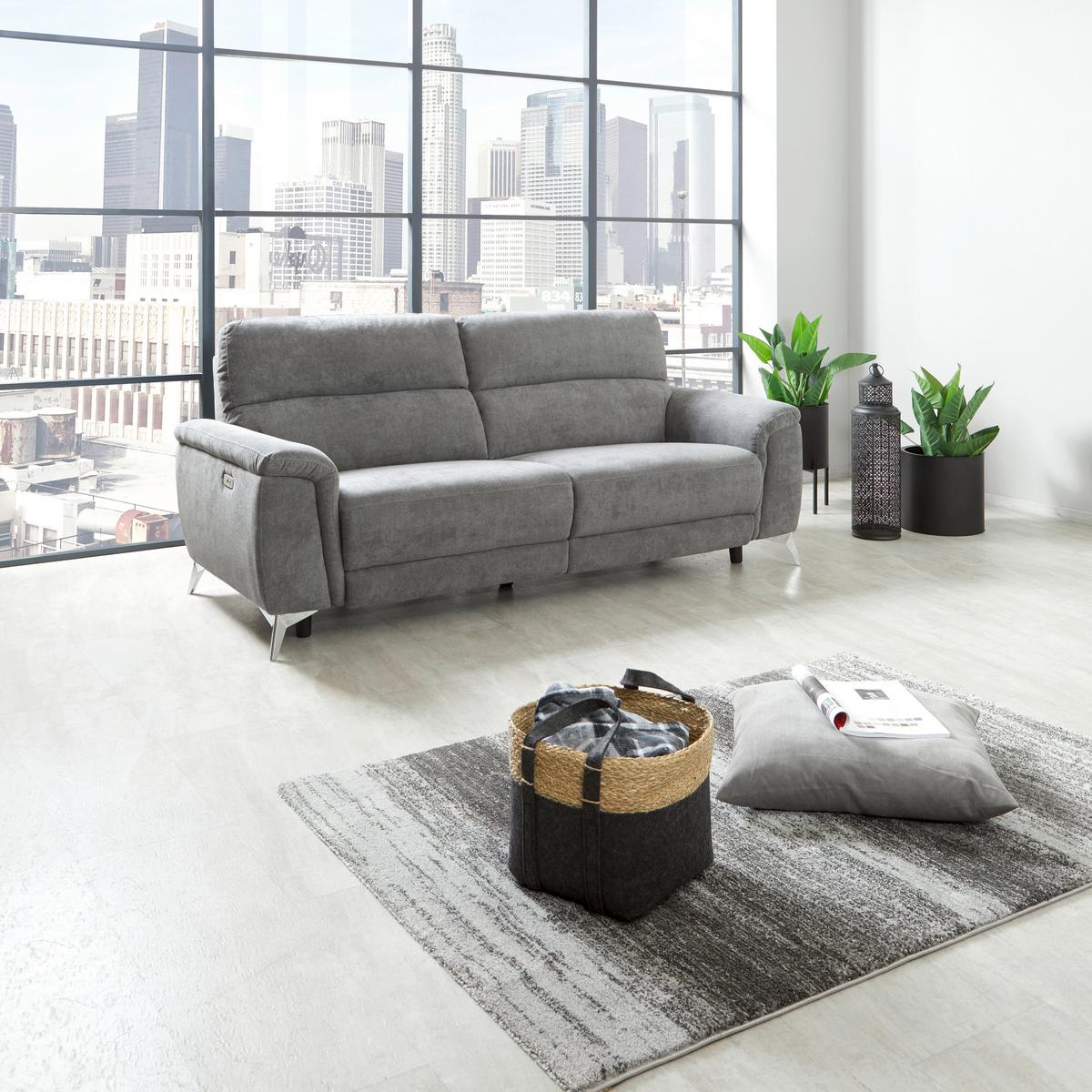 Dvosed Padua, Siva, Relax Funkcija - barve kroma/siva, Konvencionalno, kovina/tekstil (215/97/97cm) - Mömax