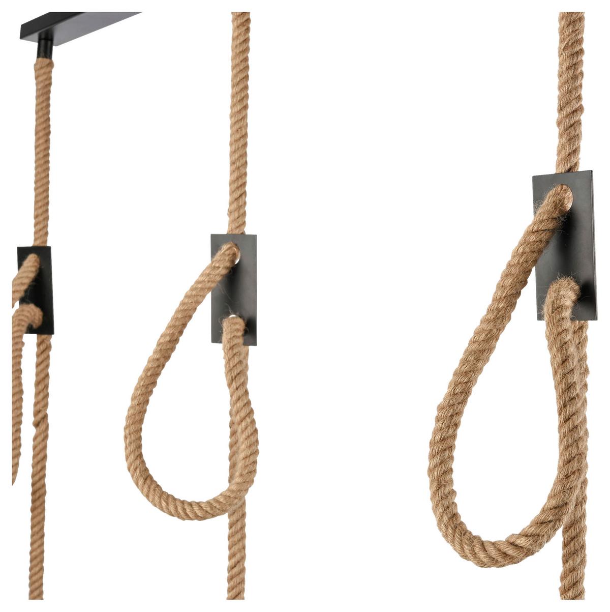 Hängeleuchte Everin max. 40 Watt - Schwarz/Naturfarben, MODERN, Naturmaterialien/Metall (75/100cm) - Modern Living