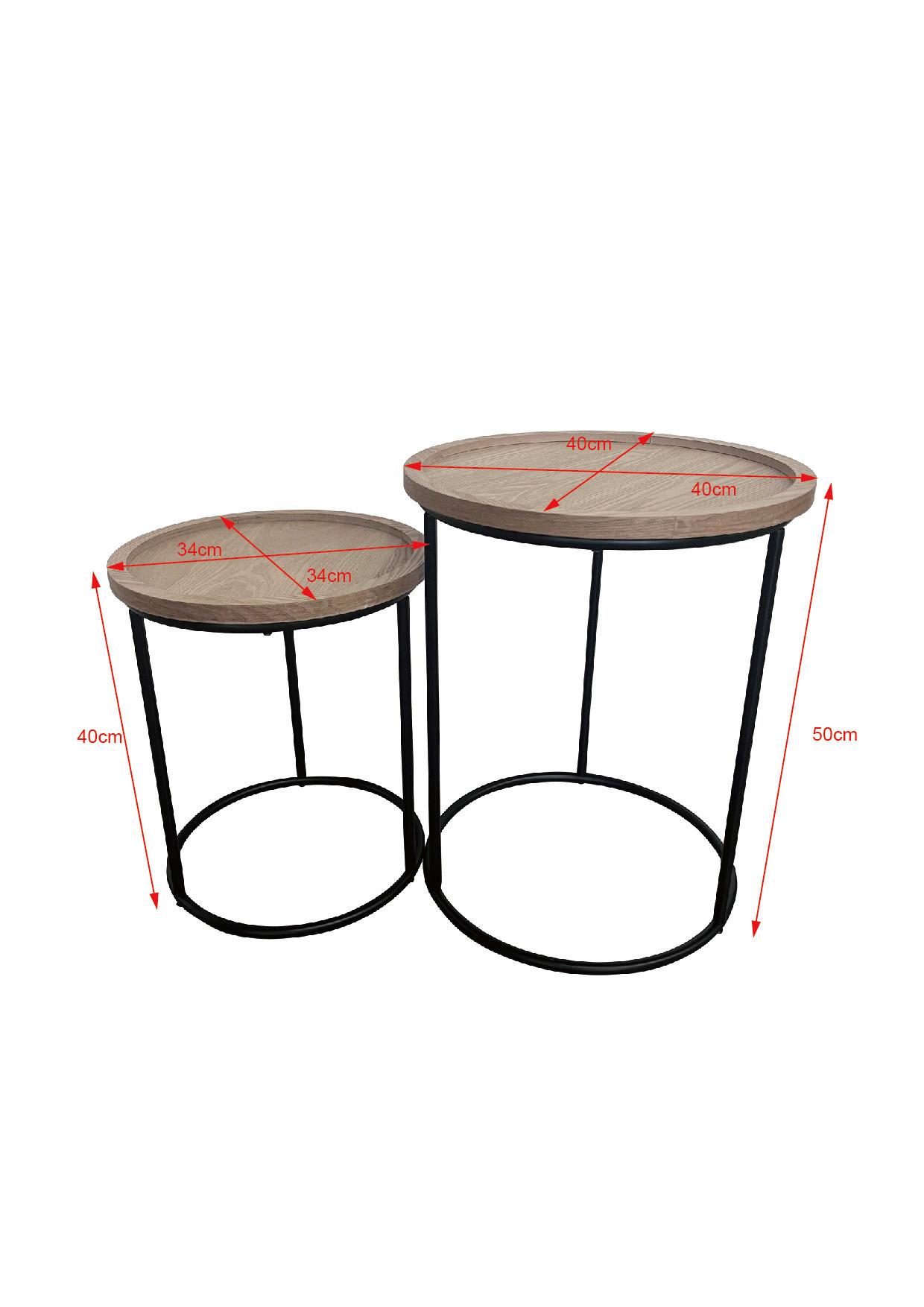 Mese auxiliare RENE - culoare natur/negru, Modern, lemn/metal (40/50/40cm) - Modern Living
