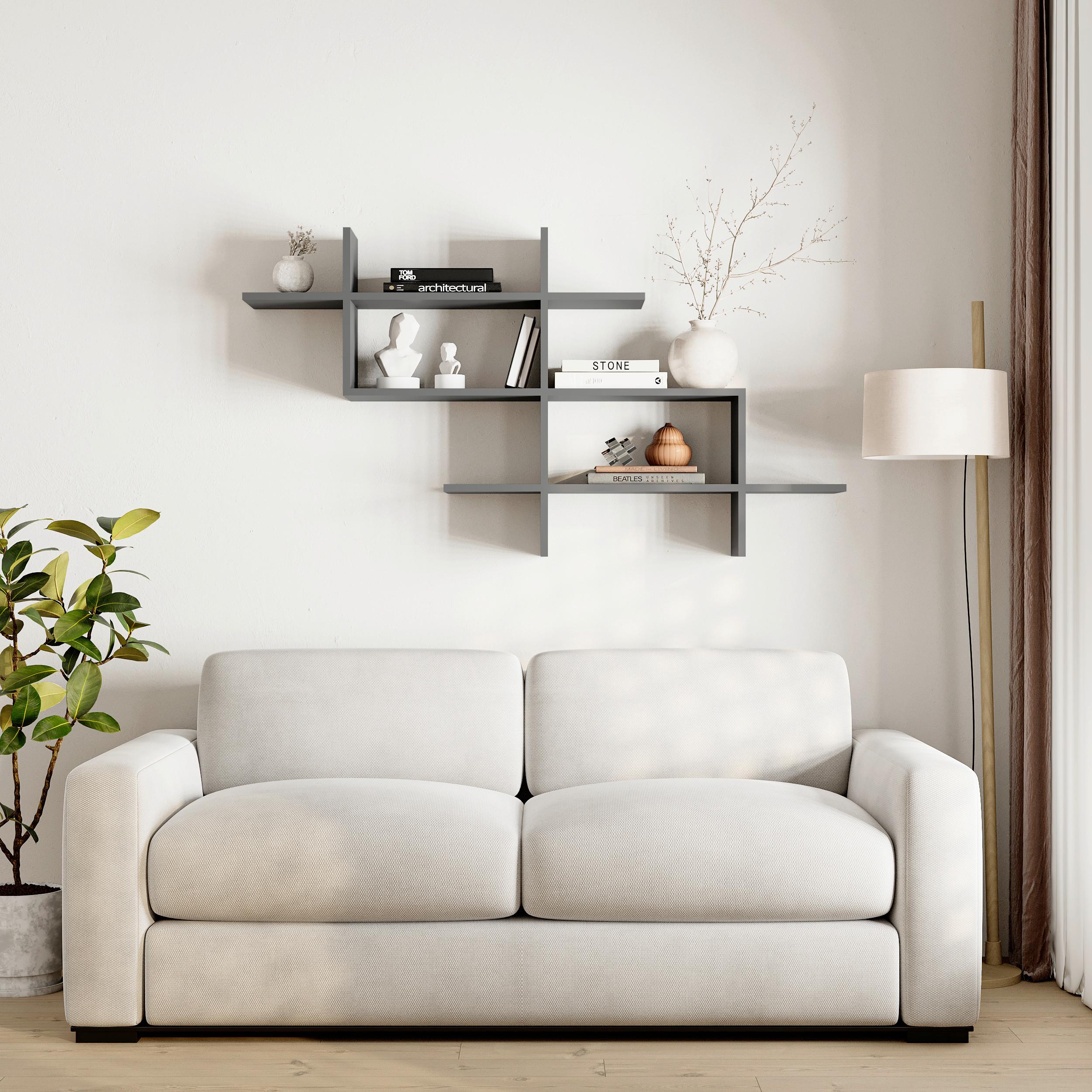 Wandregal Halic ca. 150x82x22 cm Anthrazit - Anthrazit, Design, Holzwerkstoff (150/82/22cm) - Livetastic