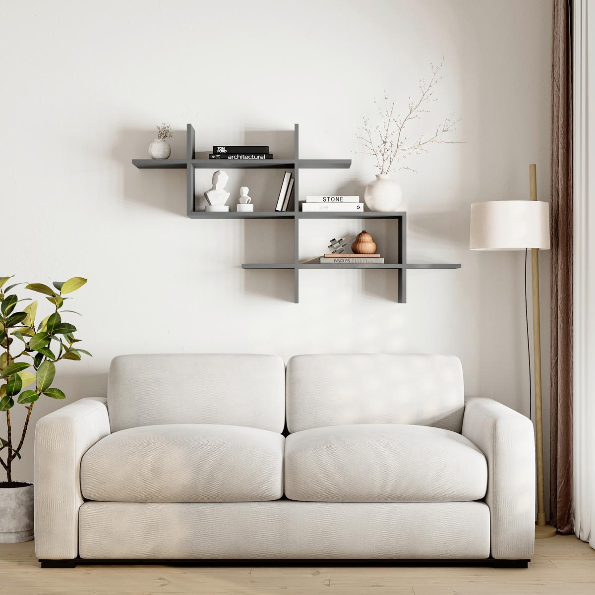 Wandregal Halic ca. 150x82x22 cm Anthrazit - Anthrazit, Design, Holzwerkstoff (150/82/22cm) - Livetastic