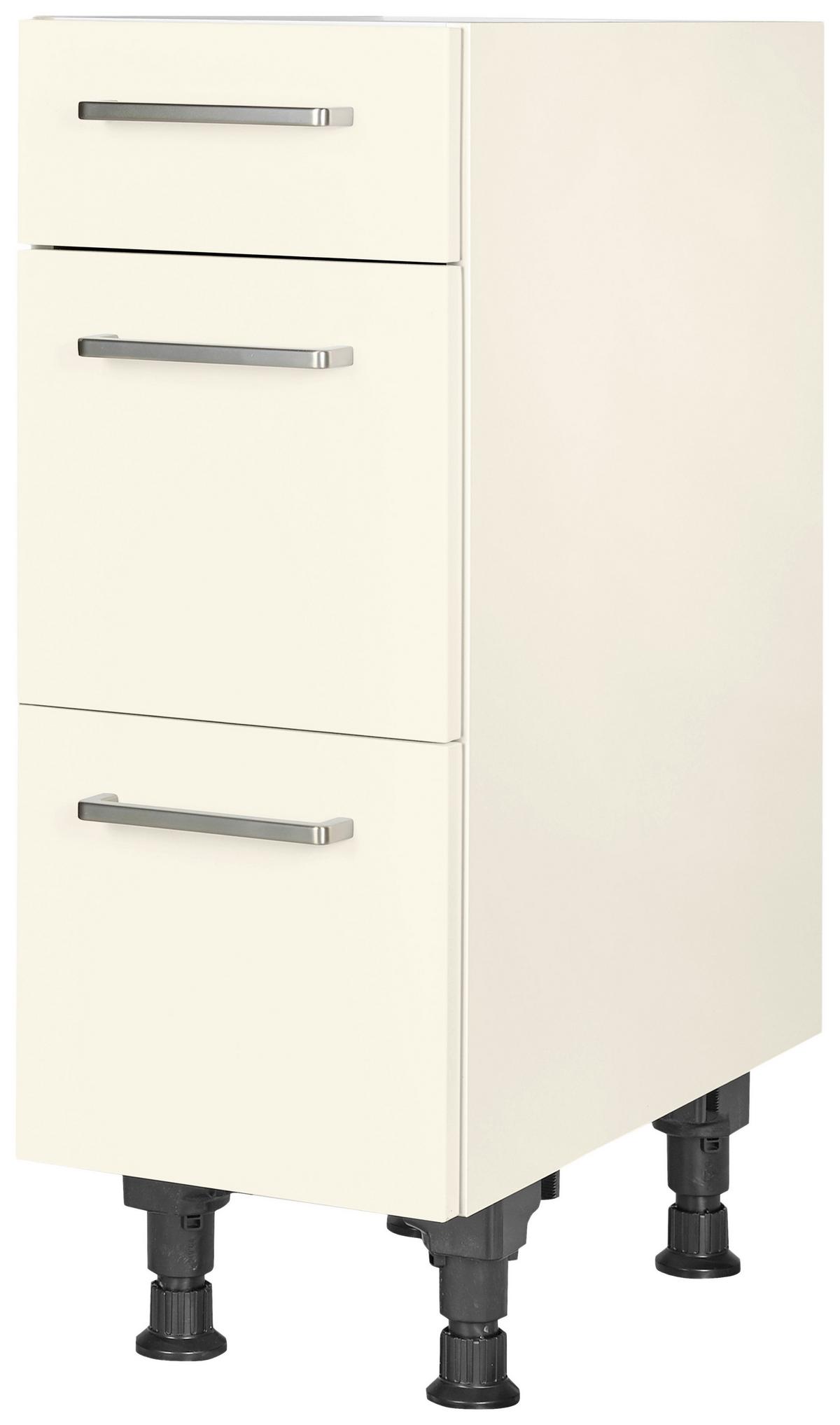Schubkastenunterschrank Touch Magnolie - Edelstahlfarben/Magnolie, MODERN, Holzwerkstoff/Metall (30/87/56cm) - Nobilia