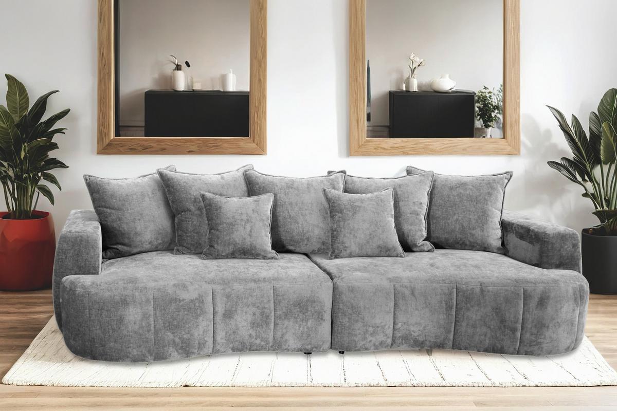 Mega Sofa Berg - siva/crna, Trend, tekstil/plastika (292/71-99/127cm) - Modern Living