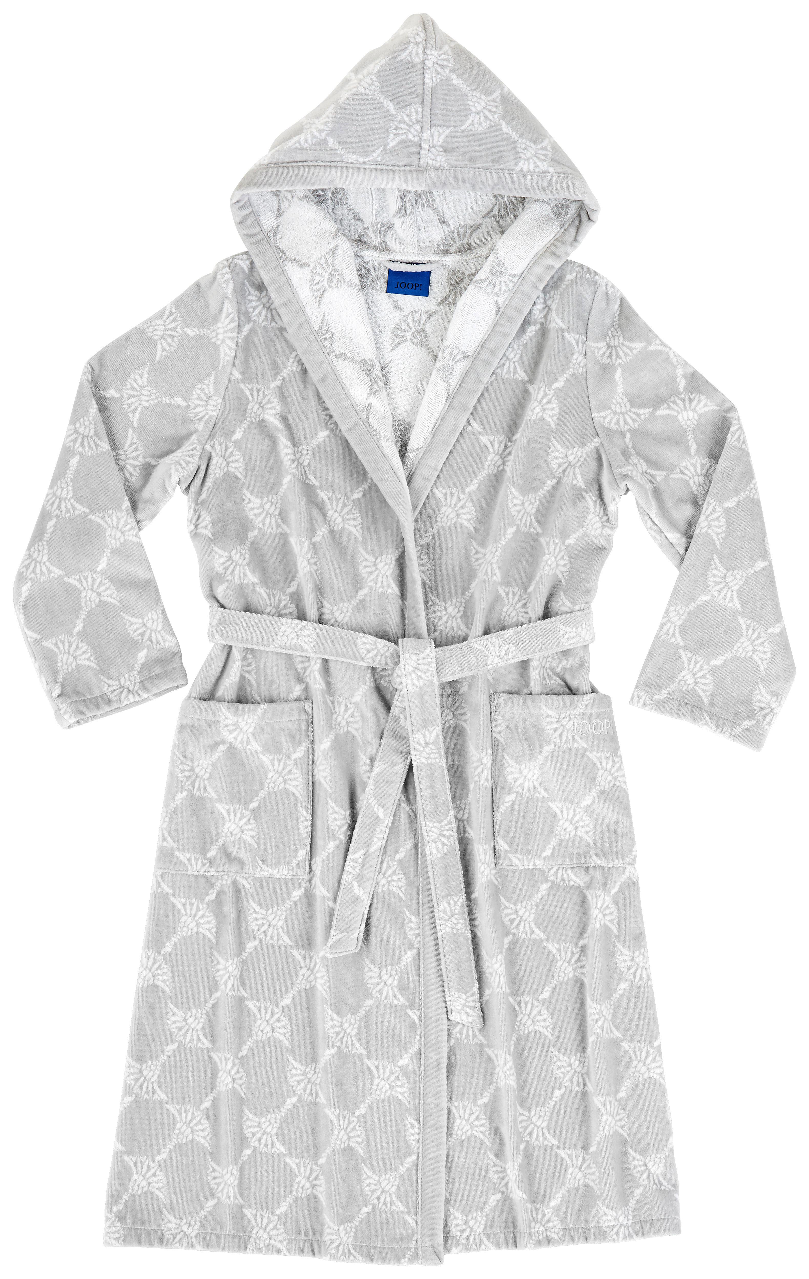 SZLAFROK KĄPIELOWY JOOP! DAMEN KAPUZE - kolor srebrny, Design, tkanina (36/38null) - Joop!