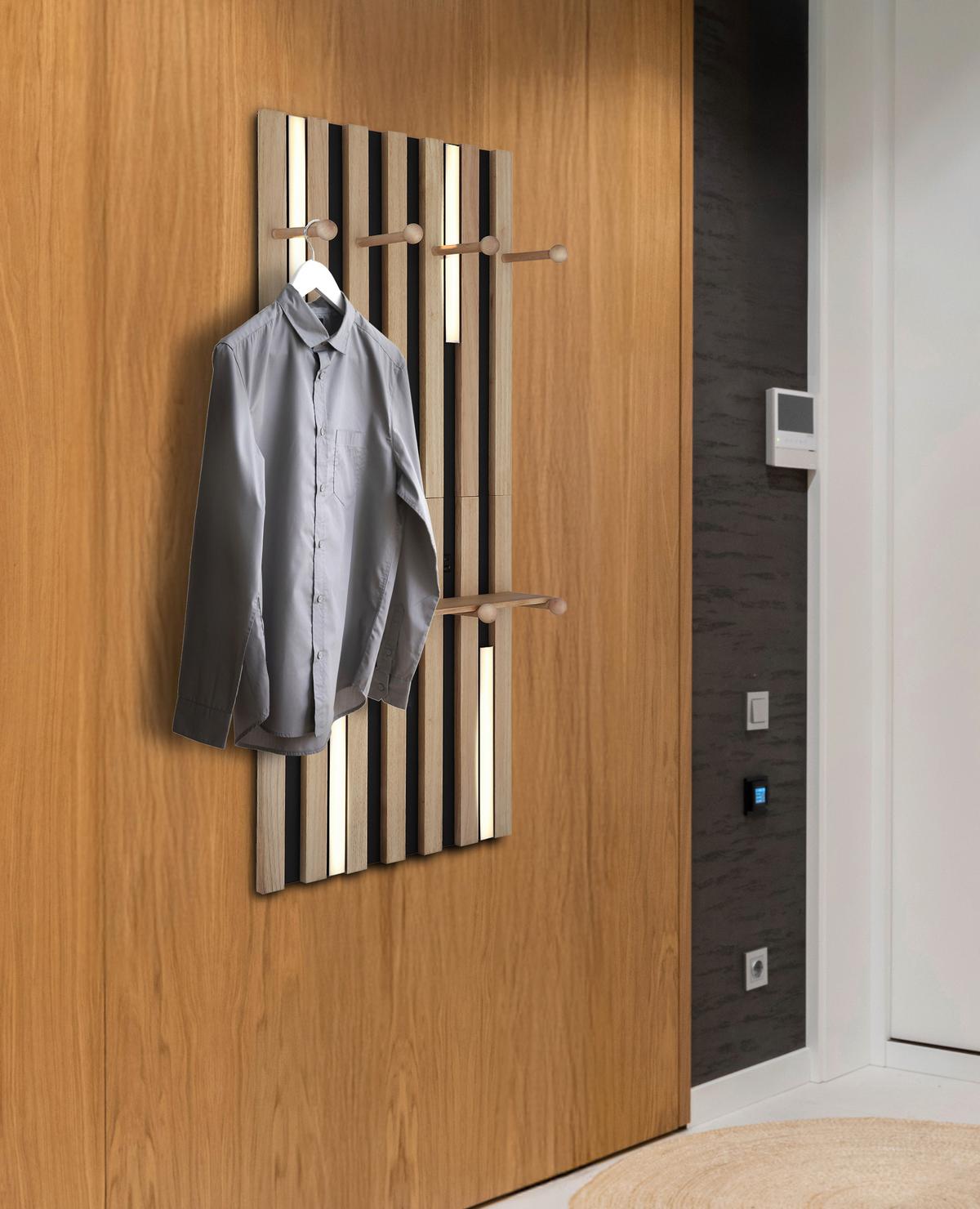 LED-WANDLEUCHTE 78413 DUANE - Weiss/Schwarz, Natur, Holz/Kunststoff (50/110cm) - Globo