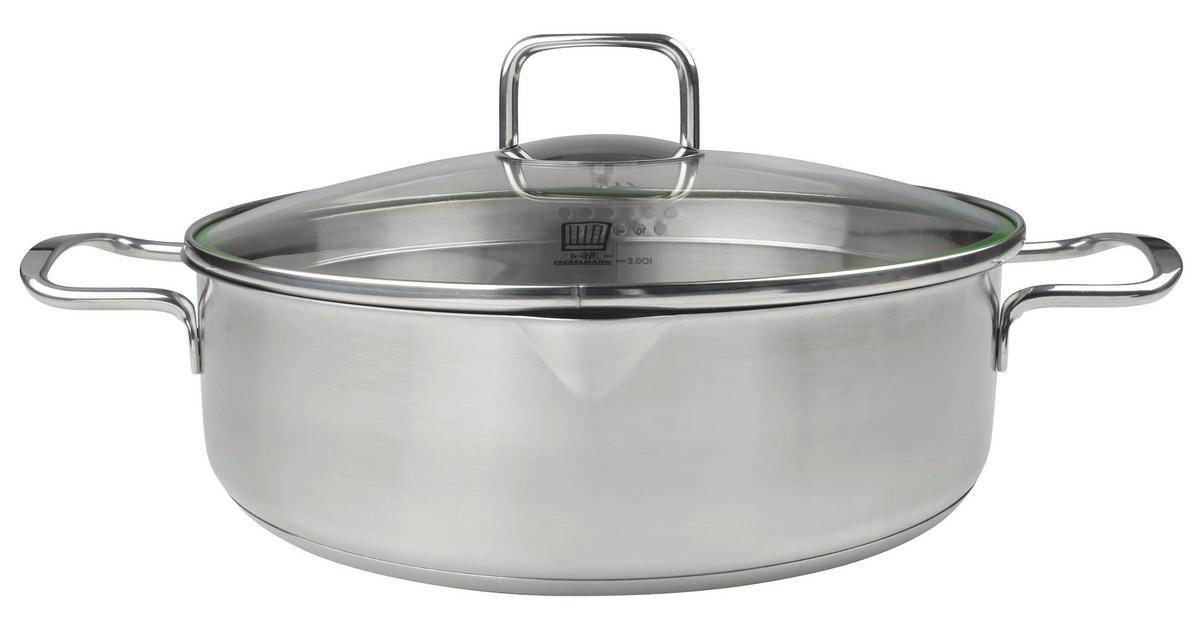 Tigaie pentru servire Munich 4L - culoare inox, Design, sticlă/metal (28cm) - Chefkoch+Fackelmann
