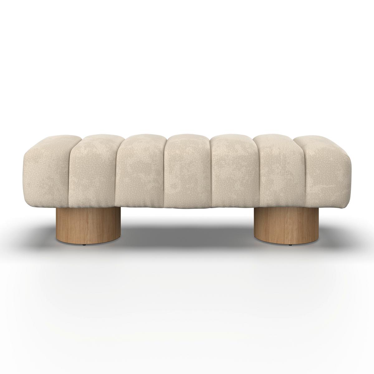 Sitzbank Alina Chenille Creme - Creme/Naturfarben, MODERN, Holz/Holzwerkstoff (140/45/45cm) - Bessagi Home