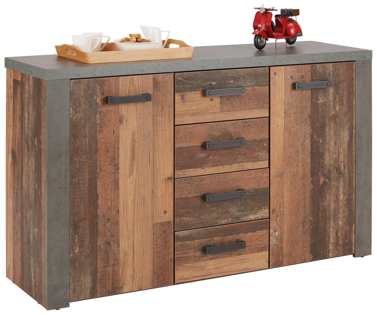 Kommode in Dunkelbraun - Dunkelgrau/Dunkelbraun, KONVENTIONELL, Holzwerkstoff/Kunststoff (136/83/41cm) - Mömax