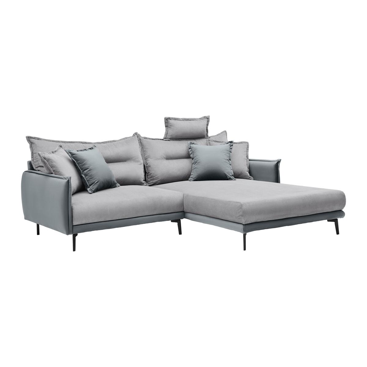 Ecksofa Nuovo Grau - Schwarz/Grau, MODERN, Textil/Metall (245/72-113/190cm) - Mömax