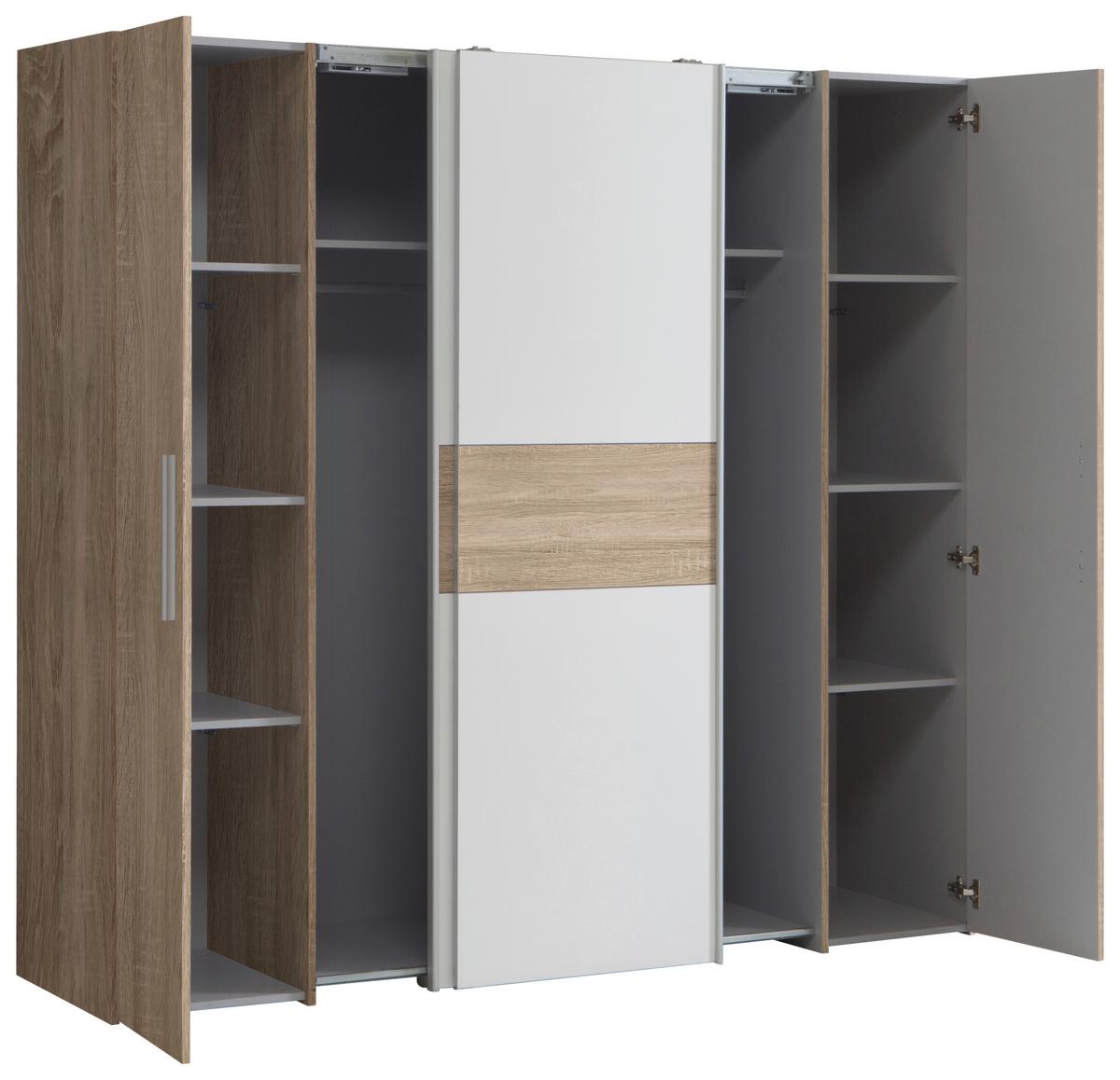 Omara S Klasičnimi Vrati Kalix, Barva Hrasta, Bela - bela/barve aluminija, Konvencionalno, umetna masa/leseni material (200,1/190,5/61,6cm) - Carryhome
