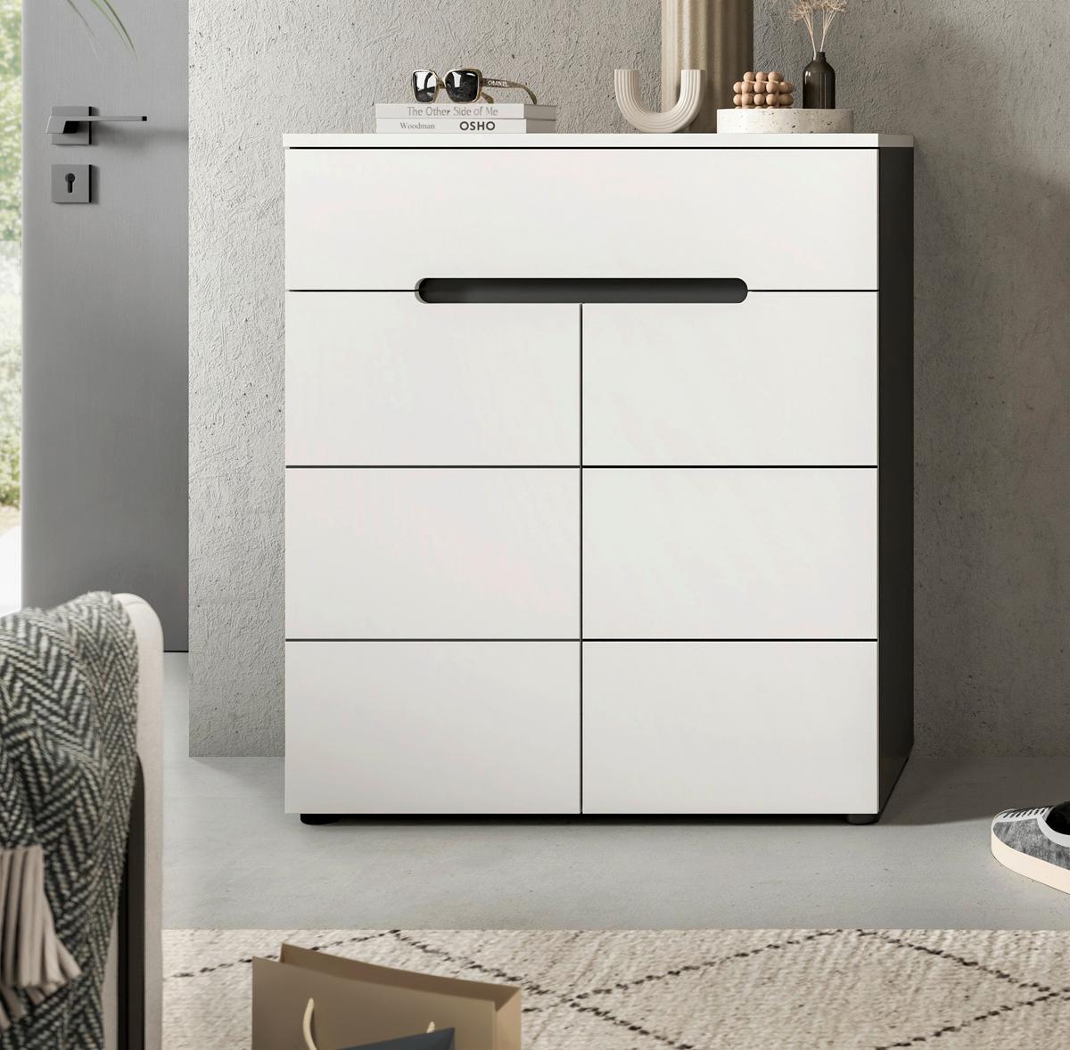 Omara Za Čevlje Canu, Bela, Siva - siva/črna, Design, umetna masa/leseni material (80/94/37cm) - Livetastic