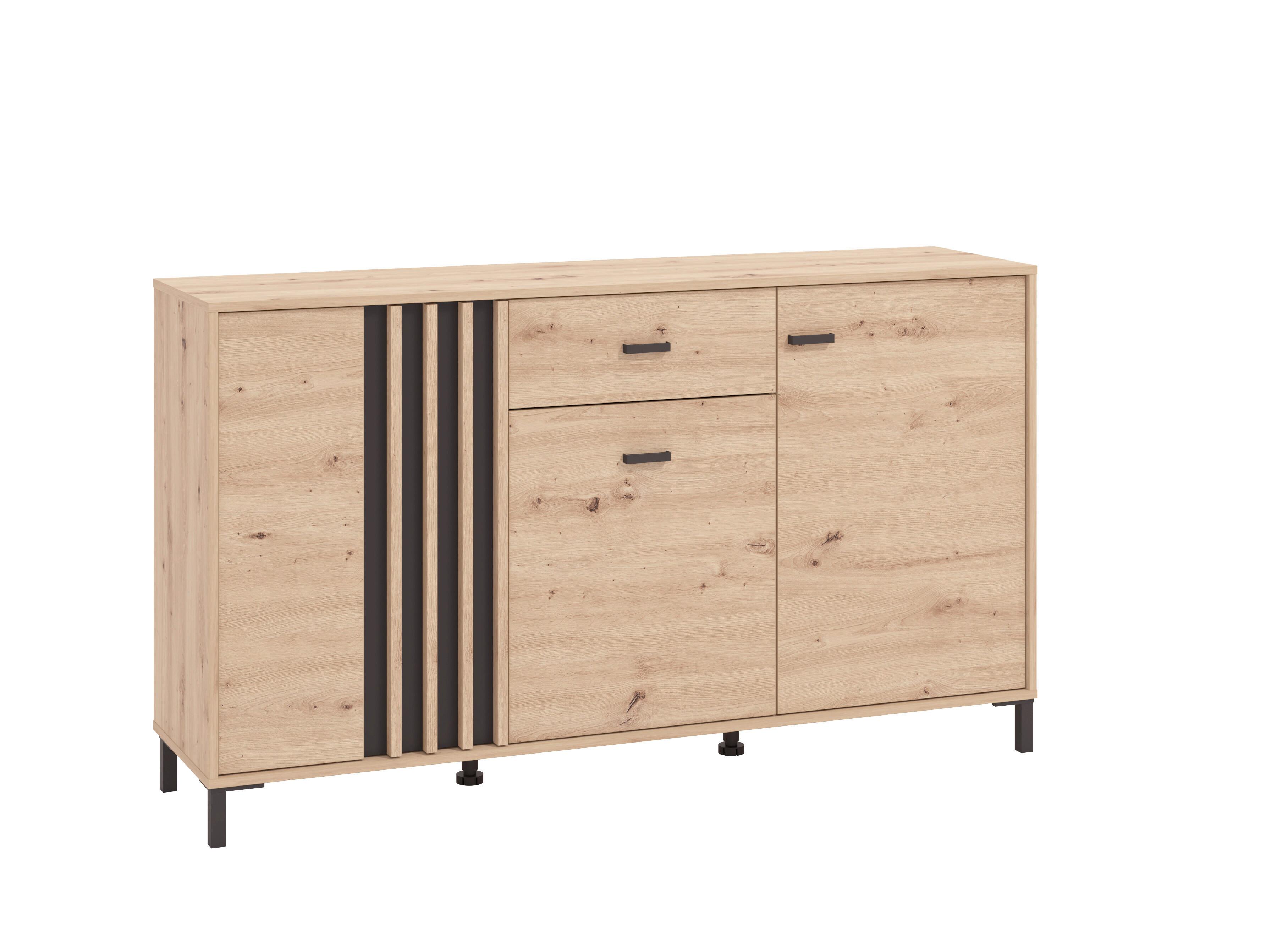 Sideboard Laval Schwarz/Eiche Artisan - Schwarz/Eiche Artisan, MODERN, Holzwerkstoff/Kunststoff (157/90/40cm) - P & B