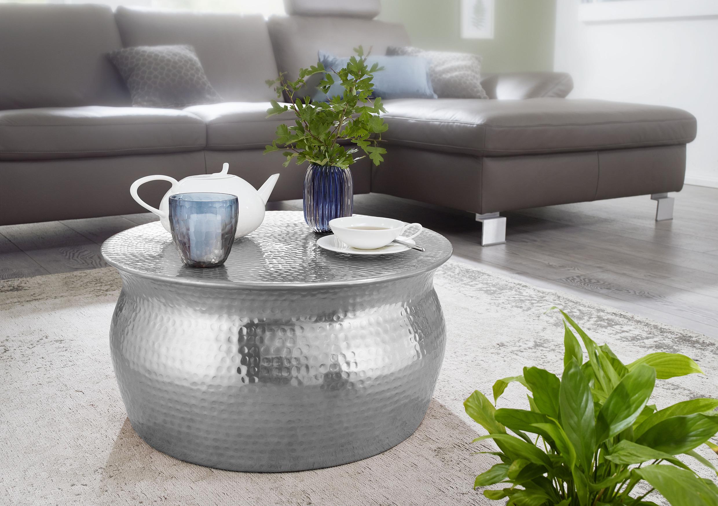 Couchtisch Karam Ø ca. 60 cm Alu - Silberfarben, LIFESTYLE, Metall (60/60/30,5cm) - MID.YOU