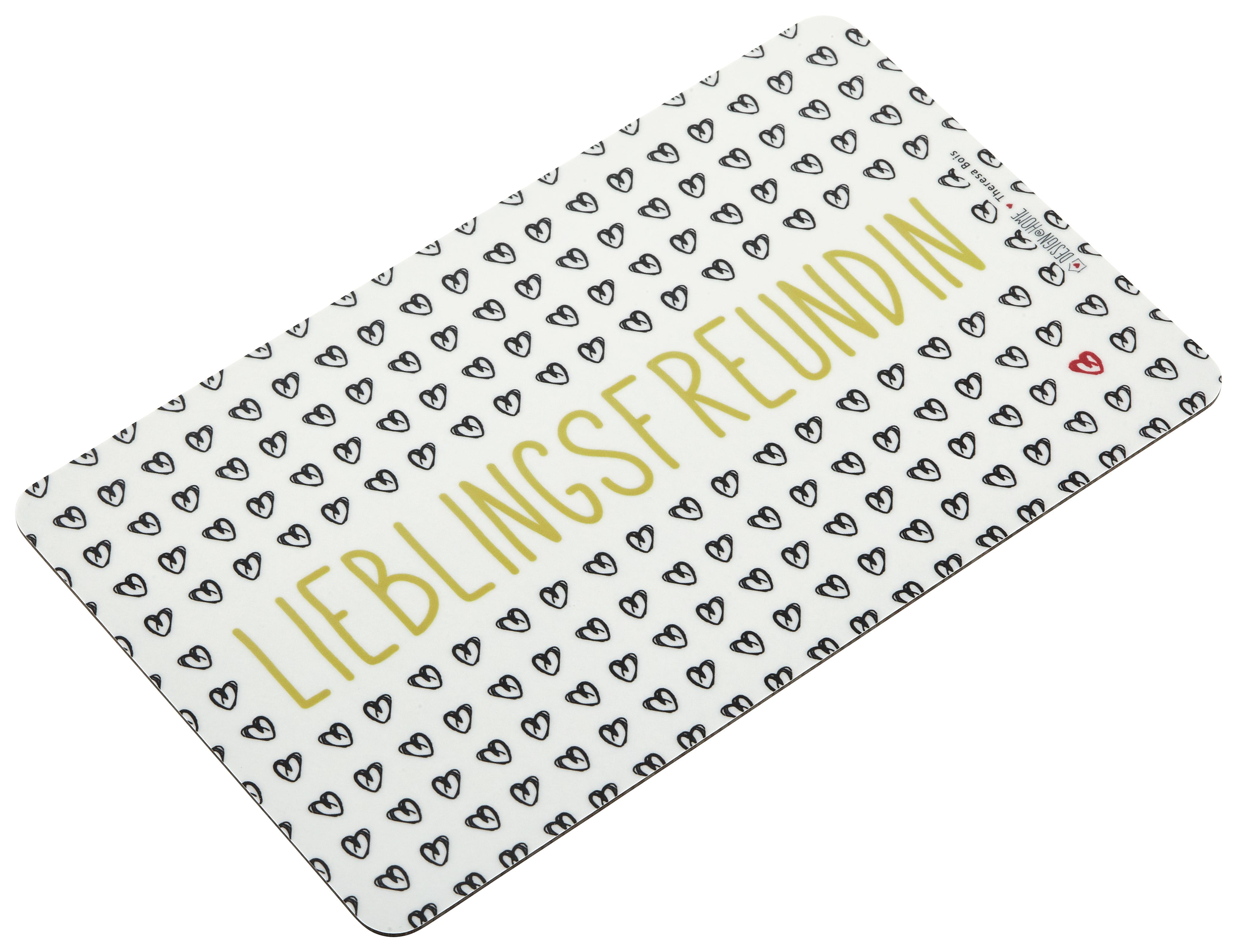 Schneidebrett Lieblingsfreundin in Weiß - Schwarz/Weiß, KONVENTIONELL, Kunststoff (23,5/14,3/1,5cm)