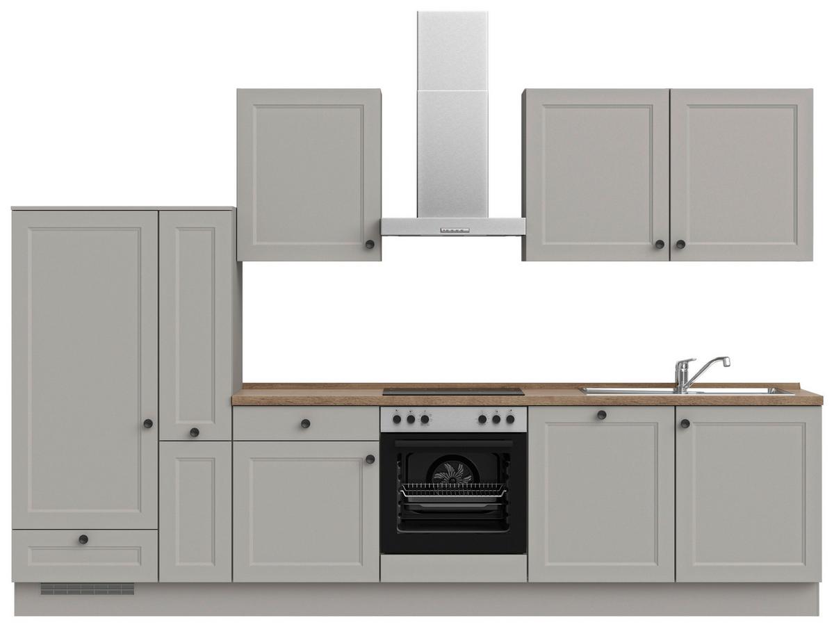 Küchenblock Cascada Low m. Geräten Grau - Eiche dunkel/Schwarz, MODERN, Holzwerkstoff/Metall (330cm) - Nobilia