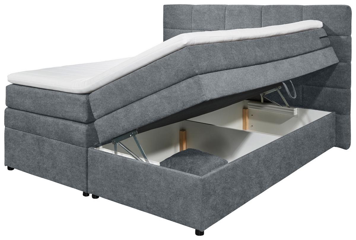 Boxspringbett Tacoma 3 inkl. Topper ca. 180x200cm Anthrazit - Anthrazit, KONVENTIONELL, Kunststoff/Textil (180/200cm) - MID.YOU