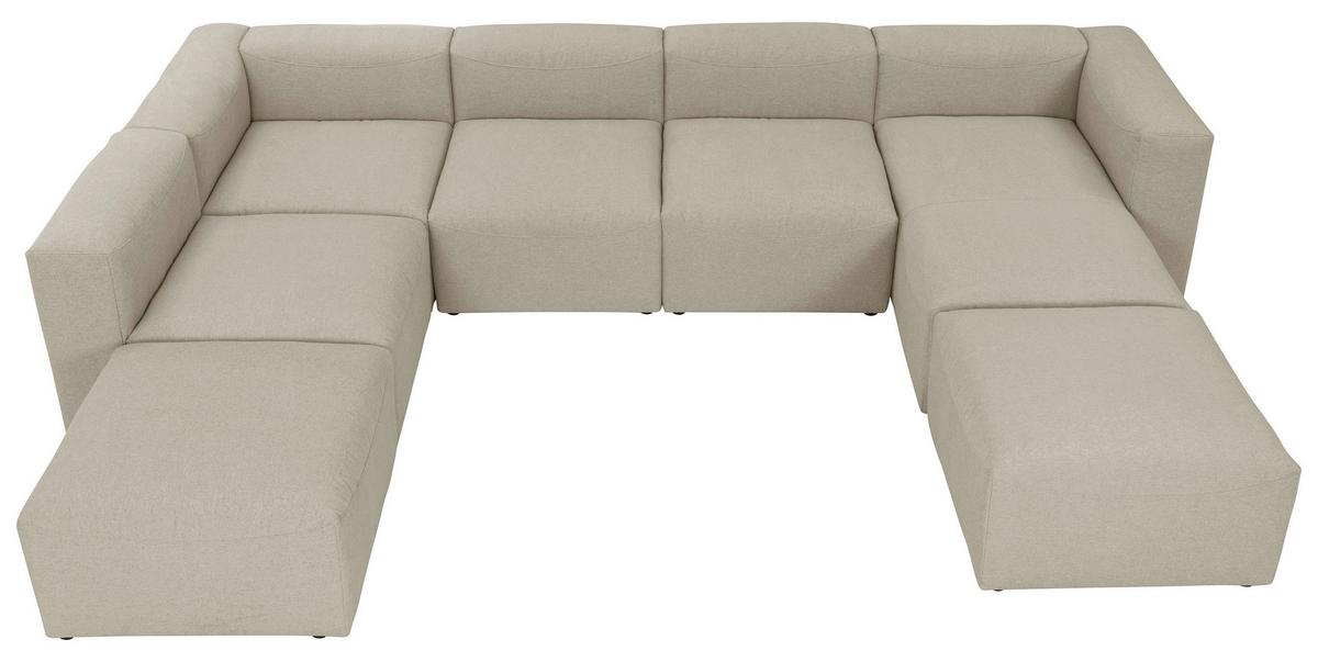 WOHNLANDSCHAFT LENA - Creme, Design, Kunststoff/Textil (250/350/235cm) - Max Winzer