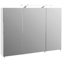 Spiegelschrank Dorina mit LED 3-türig ca. 100x76 cm Weiß - Silberfarben, MODERN, Glas/Holzwerkstoff (100/75,7/16cm) - MID.YOU
