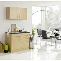 Miniküche Toronto B: ca. 100cm Buchefarben - Chromfarben/Buchefarben, MODERN, Holzwerkstoff/Metall (100cm) - Held