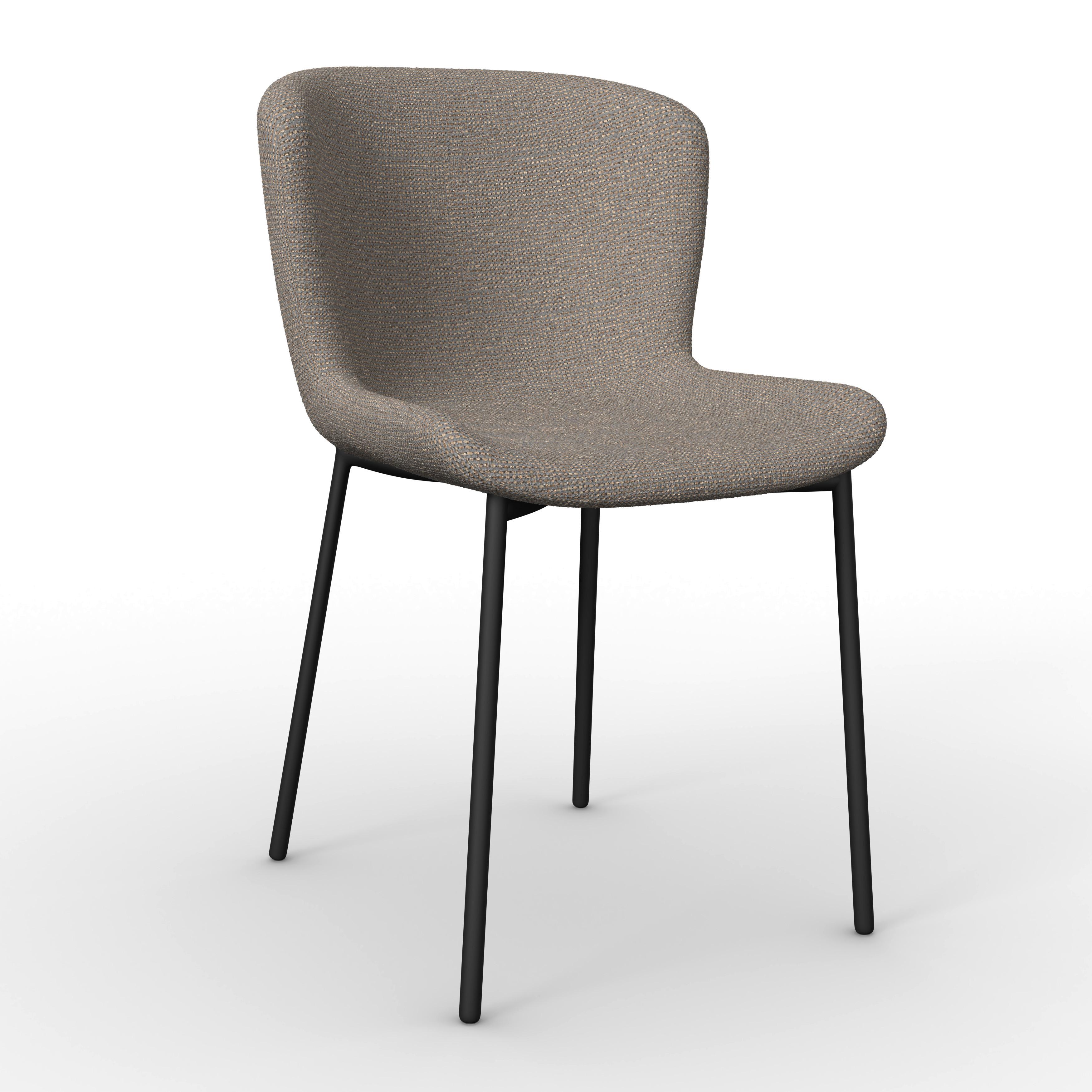 Stuhl Noemie Braun Chenille Gepolstert - Schwarz/Braun, MODERN, Holz/Textil (49/81/54cm) - Bessagi Home