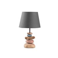 Tischleuchte Schwarz/Blaugrau max. 22 Watt - Blaugrau/Schwarz, Natur, Textil/Stein (26/52cm)