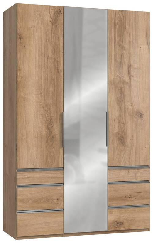 Drehtürenschrank mit Laden B: 150 cm Level, Eiche Dekor - Chromfarben/Eichefarben, MODERN, Holzwerkstoff (150/236/58cm) - MID.YOU