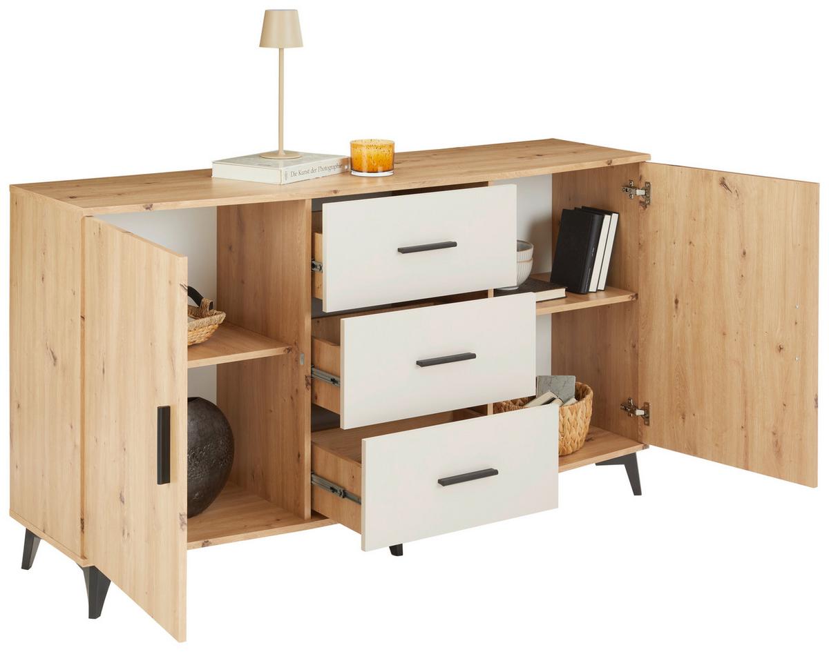 Comodă IVONA - cașmir/stejar Artisan, Trend, material pe bază de lemn (160/90/45cm) - Modern Living