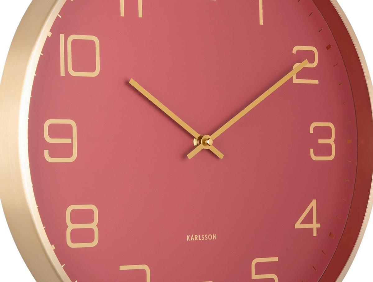ZEGAR ŚCIENNY KA5973RD - czerwony/kolor złoty, Basics, metal (40/40/4,2cm) - Karlsson