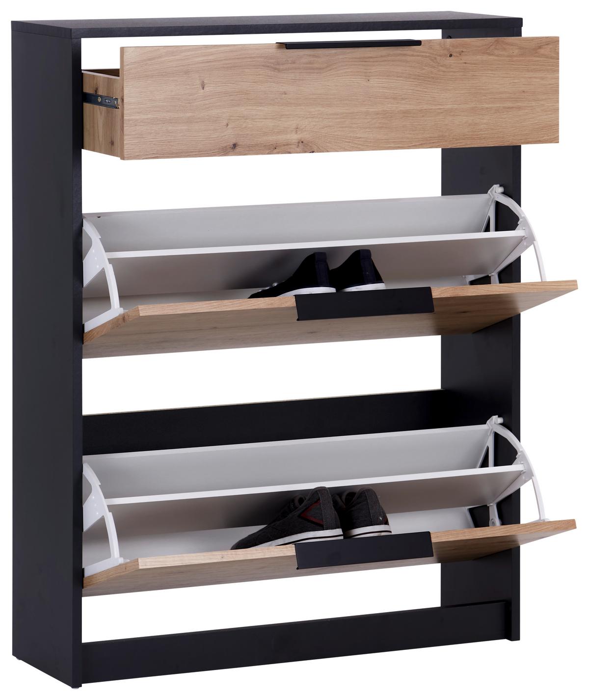 Omara Z Loputami Za Čevlje Anna 02, Antracit, Hrast - črna/barve hrasta, Moderno, kovina/leseni material (79/103,4/25cm) - Mömax