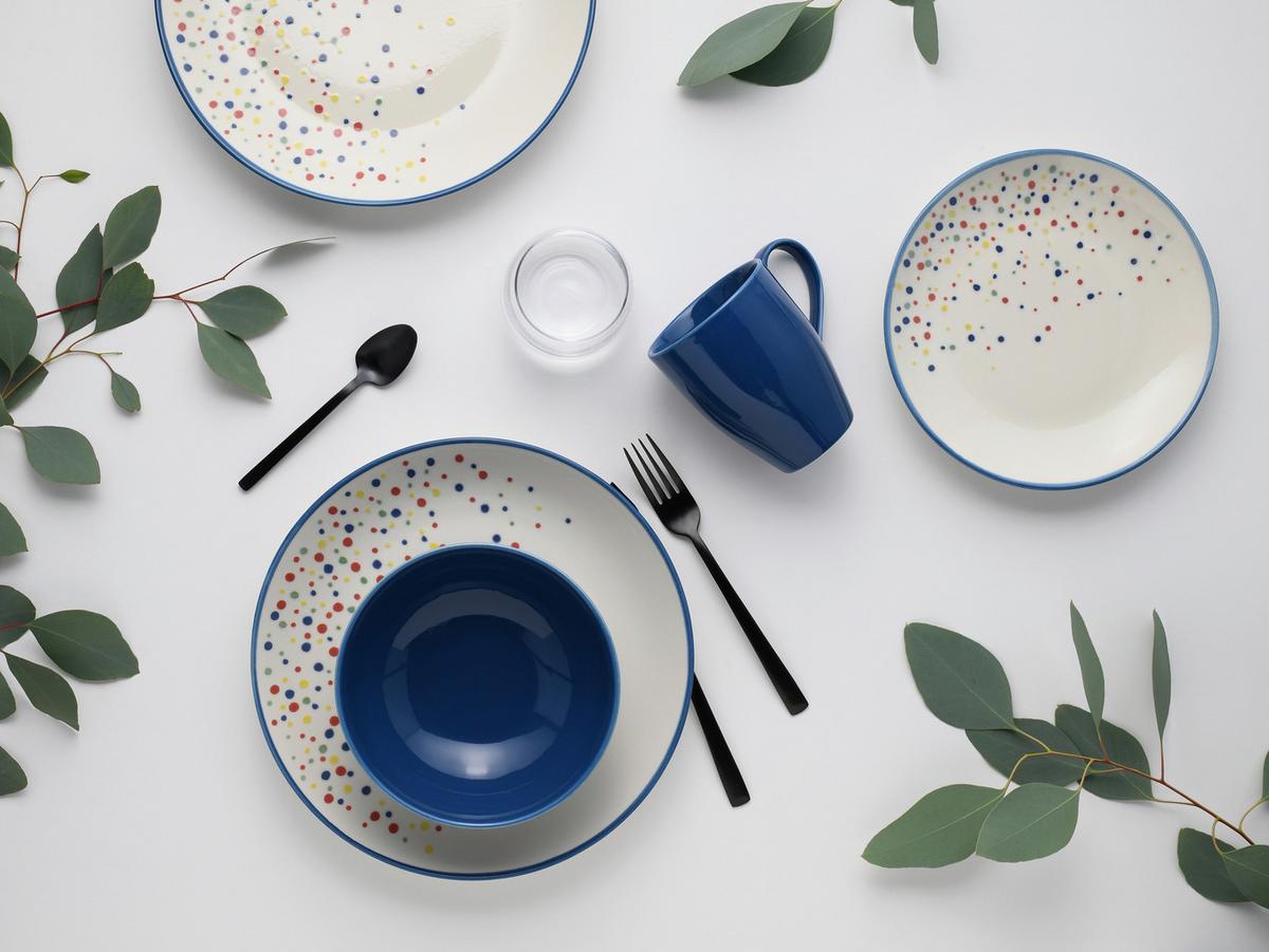 Kombinirani Servis Joy Blue, 16-Delni - modra/krem barve, Basics, keramika - Creatable