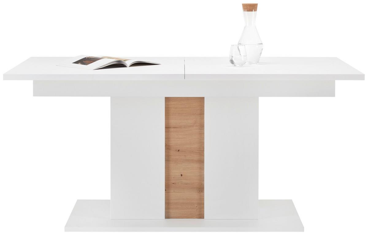Ausziehtisch in Weiss/Eiche Artisan - Weiss/Eiche Artisan, Modern, Holzwerkstoff (160-210/75/90cm) - Mömax