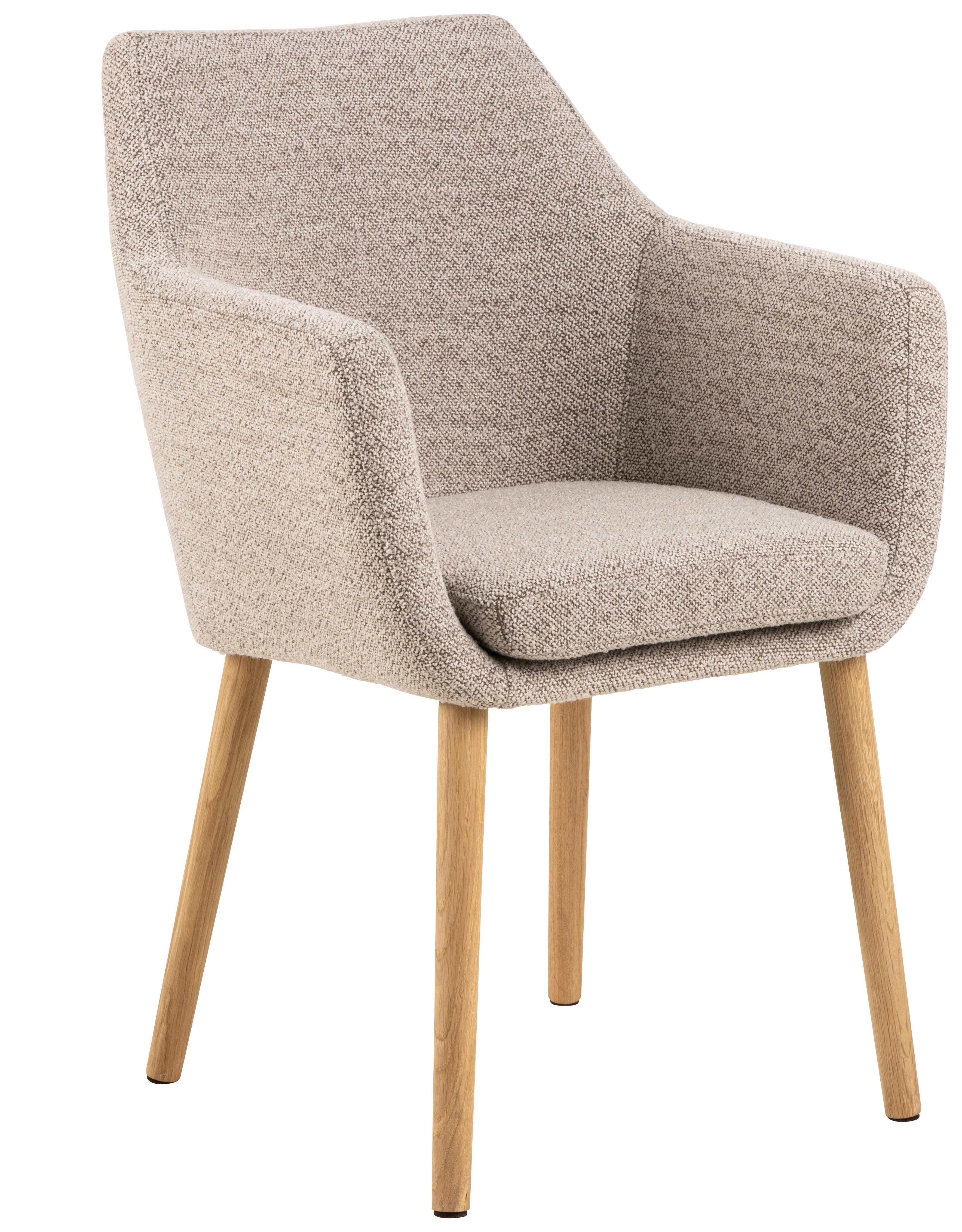 KRZESŁO Z PODŁOKIETNIKAMI NORA - beżowy/kolor dębowy, Konventionell, tkanina/drewno (58/84/58cm) - MID.YOU