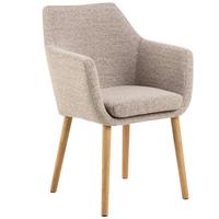 KRZESŁO Z PODŁOKIETNIKAMI NORA - beżowy/kolor dębowy, Konventionell, tkanina/drewno (58/84/58cm) - MID.YOU