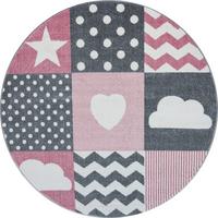Otroška Preproga Kids, Siva/bela/roza Ø Ca. 160cm - pink/siva, Trend, tekstil (160cm) - Ben'n'jen