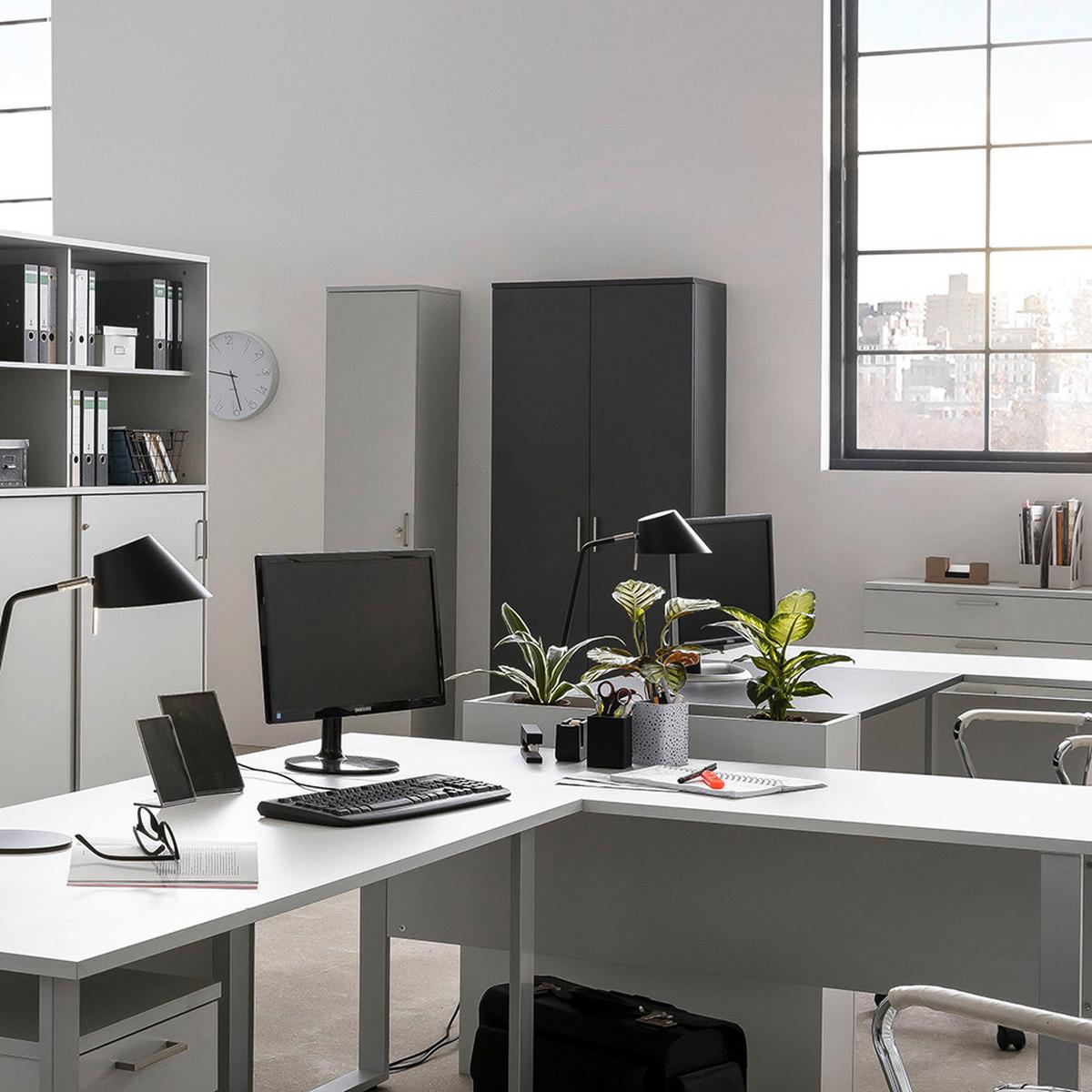 Aktenschrank Set H800T2 Anthrazit ca. 80,2x199,7x41cm - Anthrazit, MODERN, Holzwerkstoff (80,2/199,7/41cm) - MID.YOU