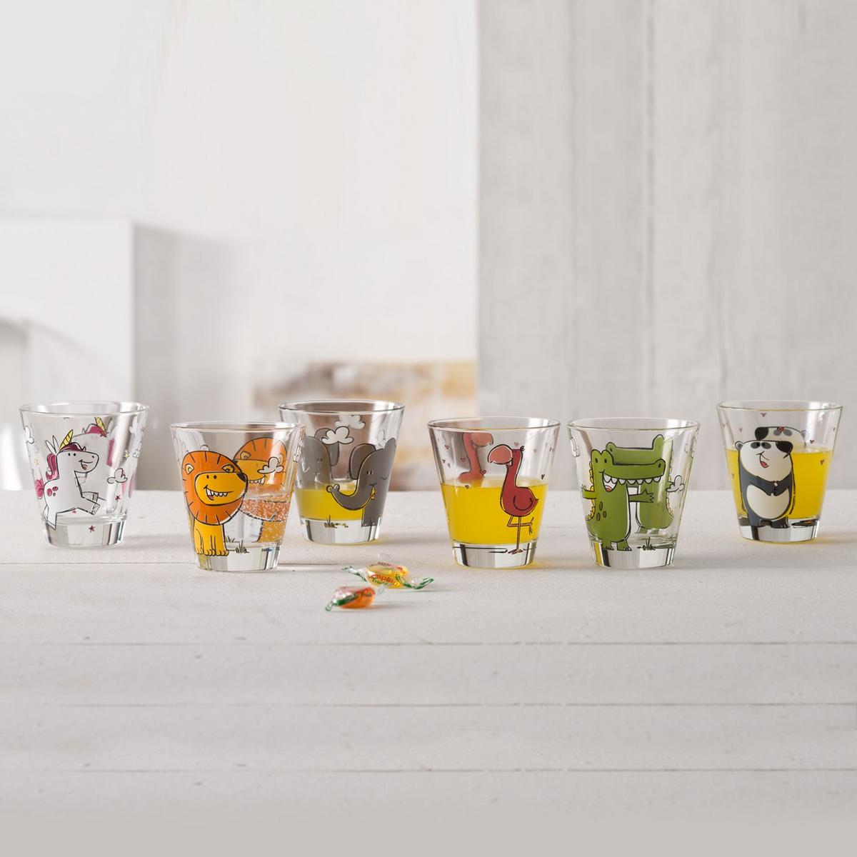 ZESTAW SZKLANEK DLA DZIECI 017906 - różnokolorowy/przezroczysty, Konventionell (8,5/9/8,5cm) - Leonardo