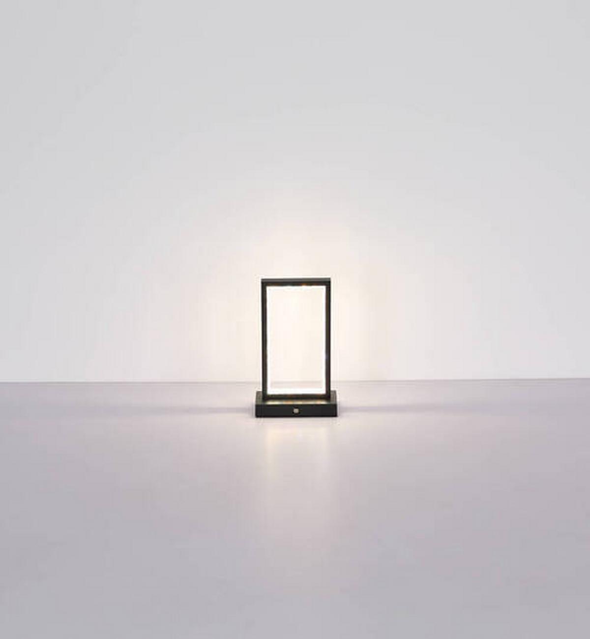 AKKU-TISCHLEUCHTE 24008S - Klar/Schwarz, Design, Kunststoff/Metall (14/7,5/23cm) - Globo