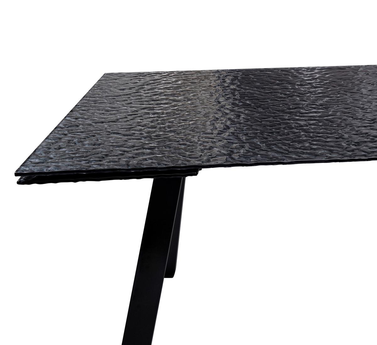 Ausziehtisch Bruno Schwarz - Schwarz, Lifestyle, Glas/Metall (160-240/90/76cm) - Premium Living