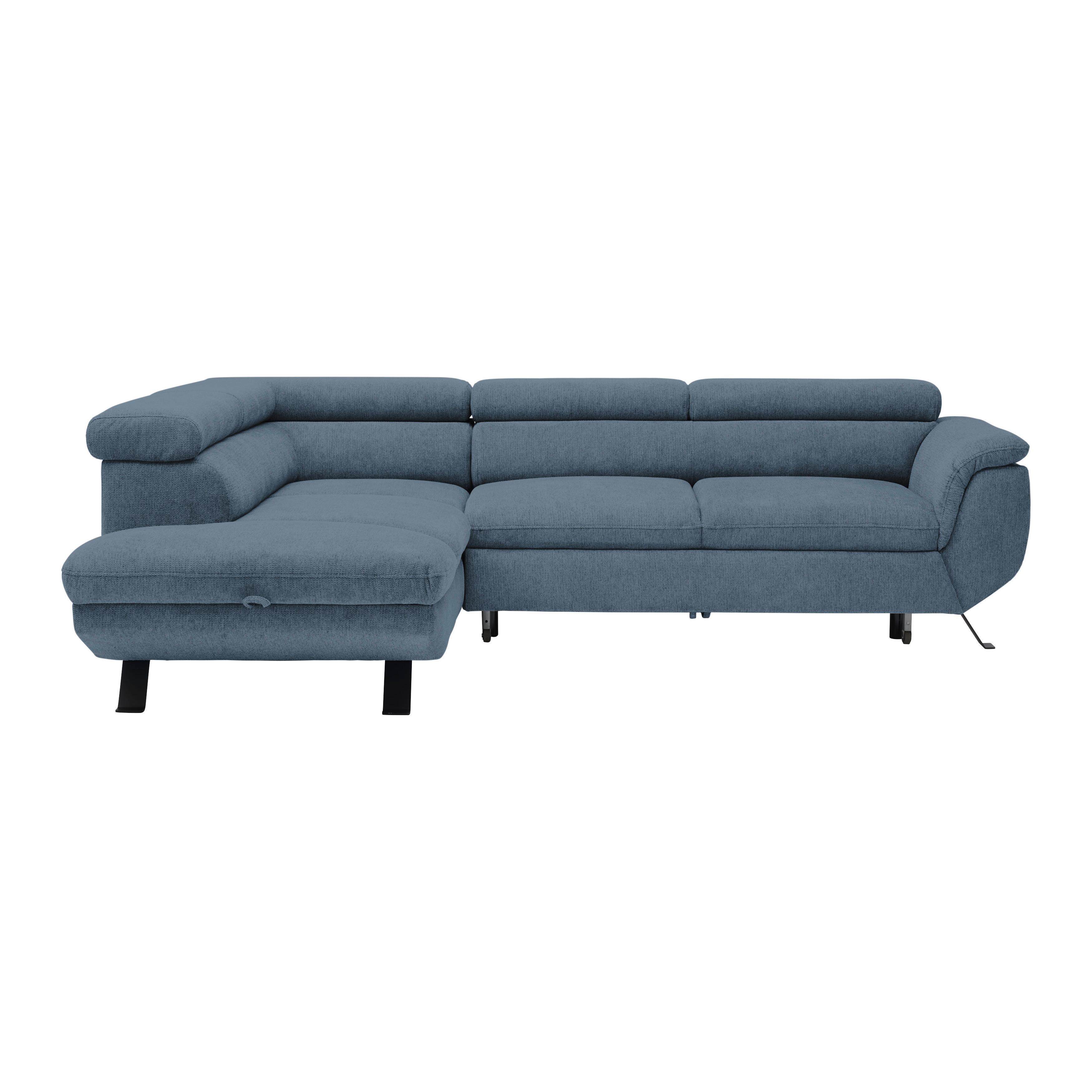 Ecksofa Raven Royalblau - Royalblau/Schwarz, MODERN, Textil/Metall (198/257cm) - Mömax