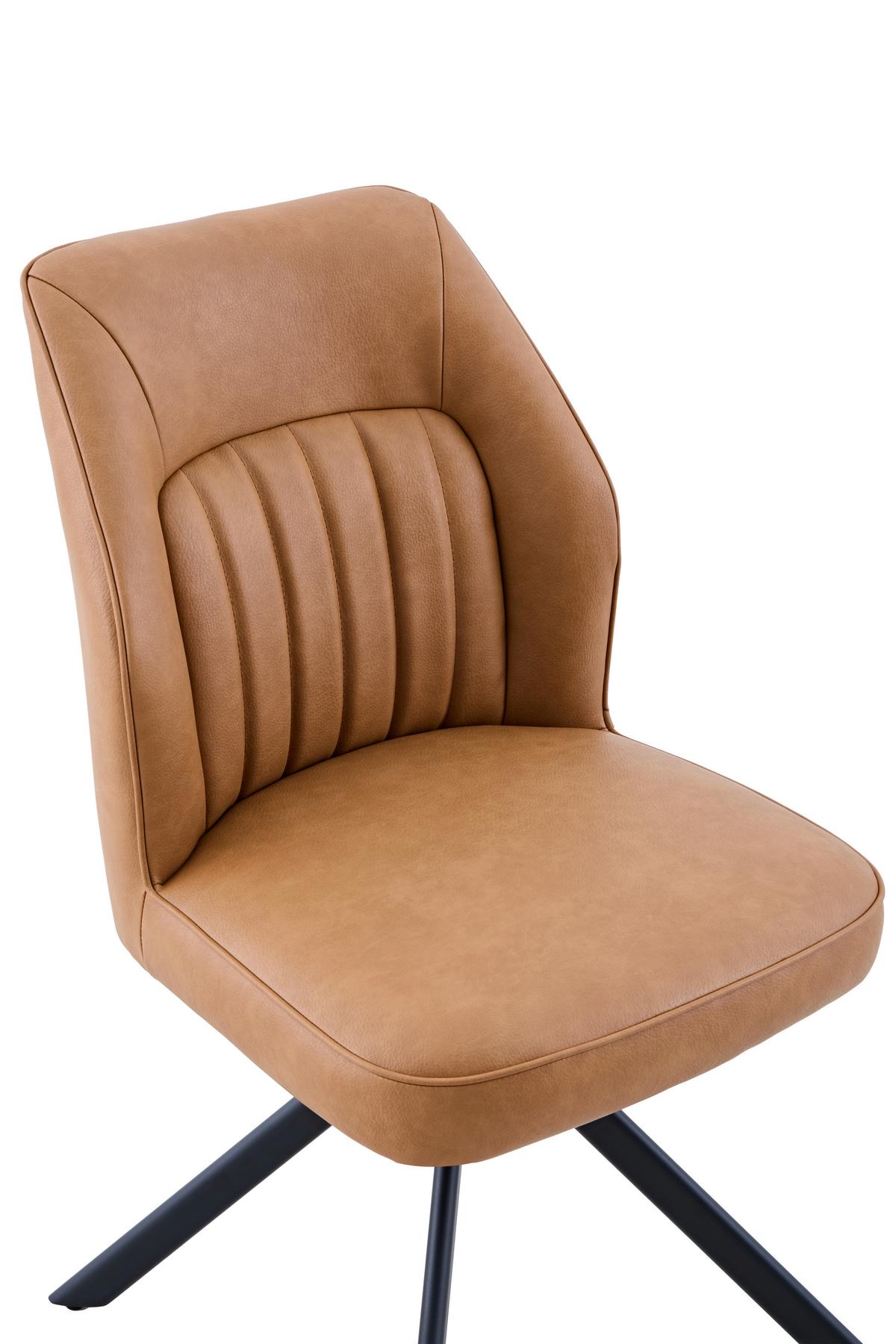 STUHL-SET PRIZZI S 2ER-SET - Cognac/Schwarz, MODERN, Textil/Metall (51/92/65cm) - MID.YOU