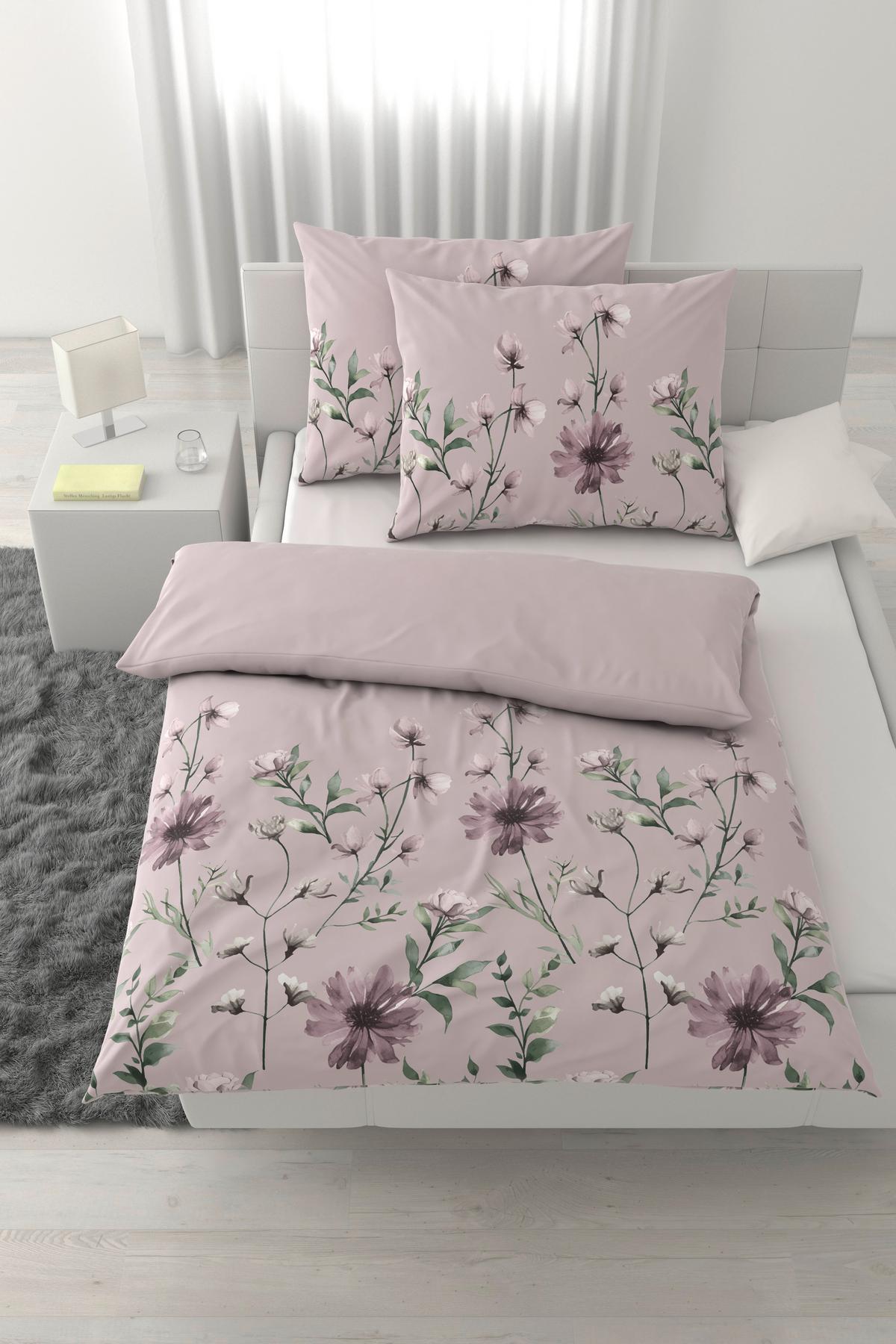 Bettwäsche Wiese XXL Mauve ca. 200x220cm - Mauve, KONVENTIONELL, Textil (200/220cm) - Mömax